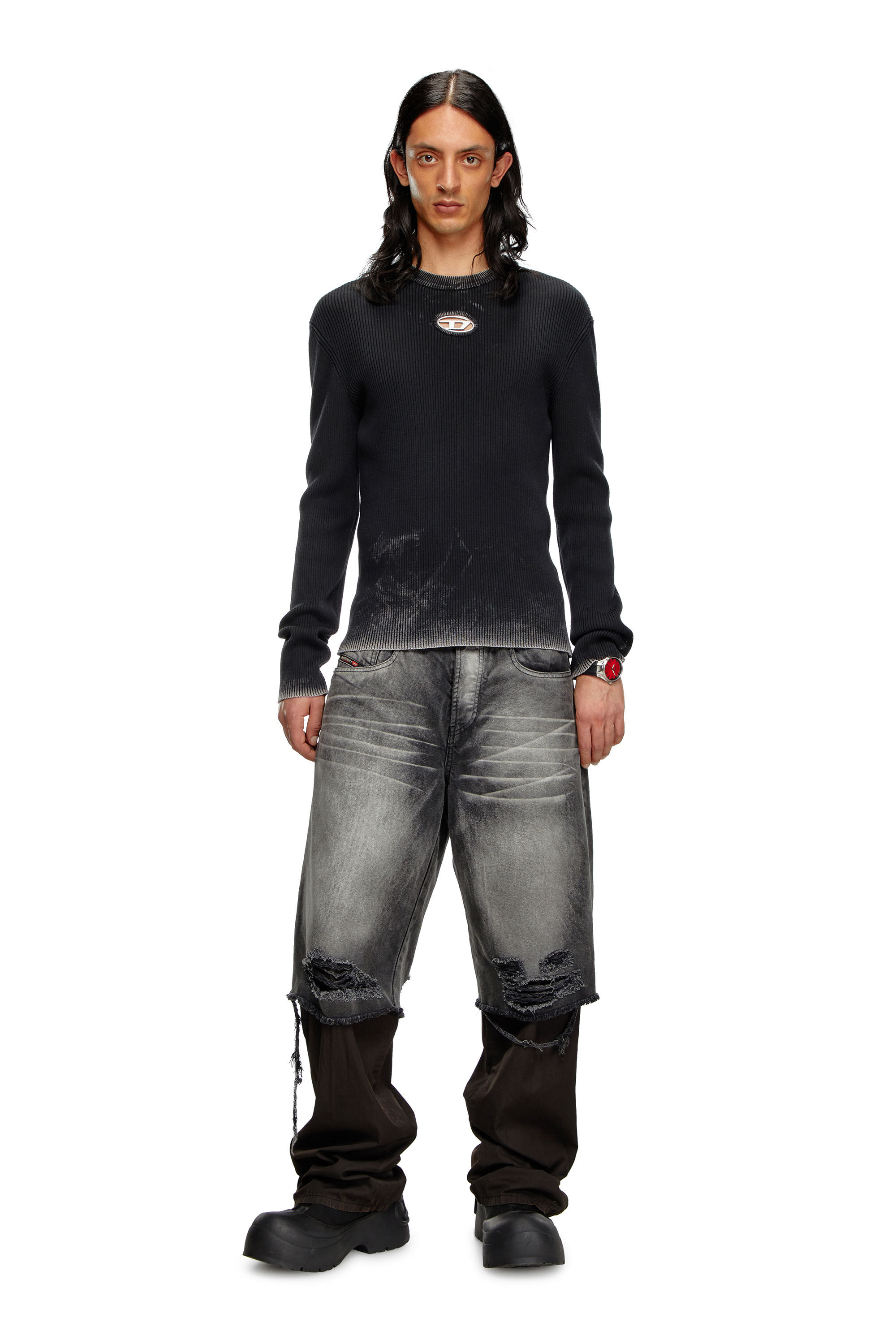 人気ランキング1位～（売れ筋商品） jumper Cut-out Men's with Diesel | Black | D Oval トップス