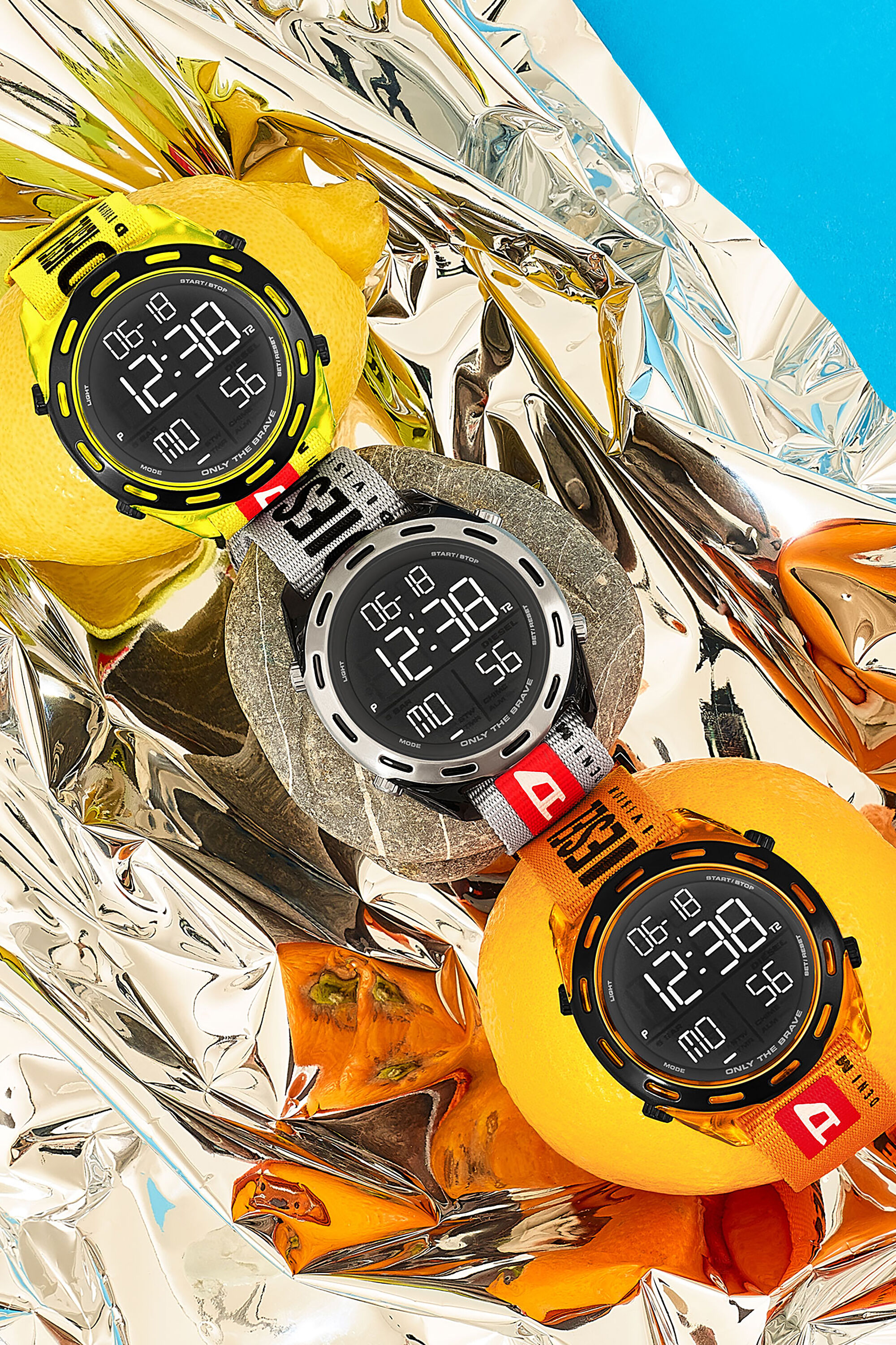DZ1896 Man Crusher digital orange nylon watch Diesel