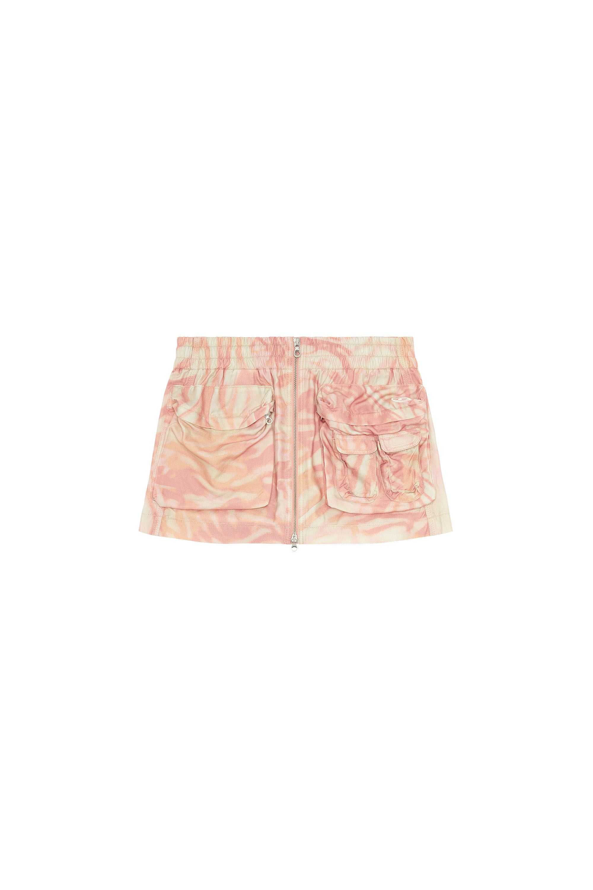Women s Mini cargo skirt in zebra camo twill Pink Diesel