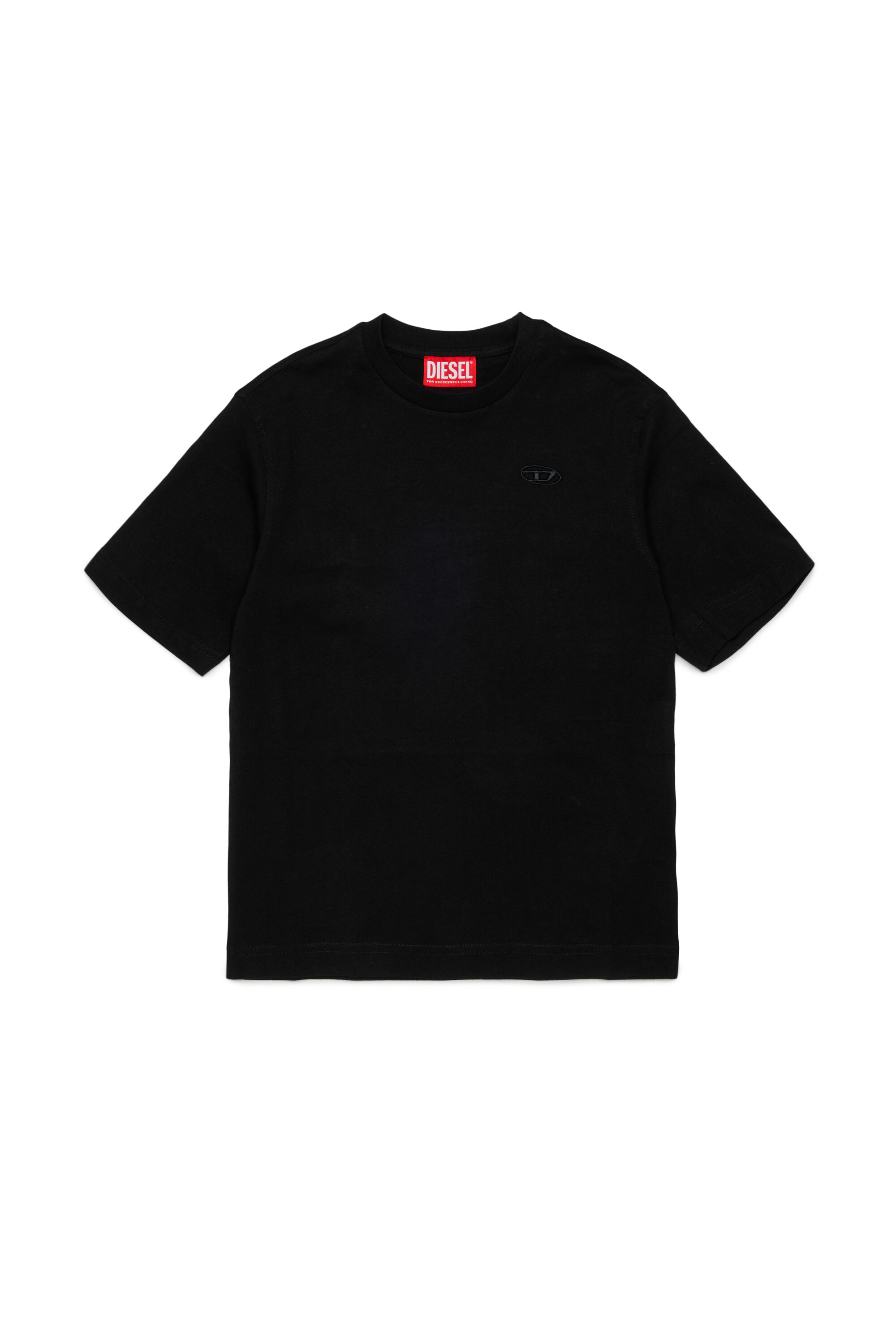 Diesel - TSCRAP OVER, Man's T-shirt with Oval D embroidery and flock print in Black - 1