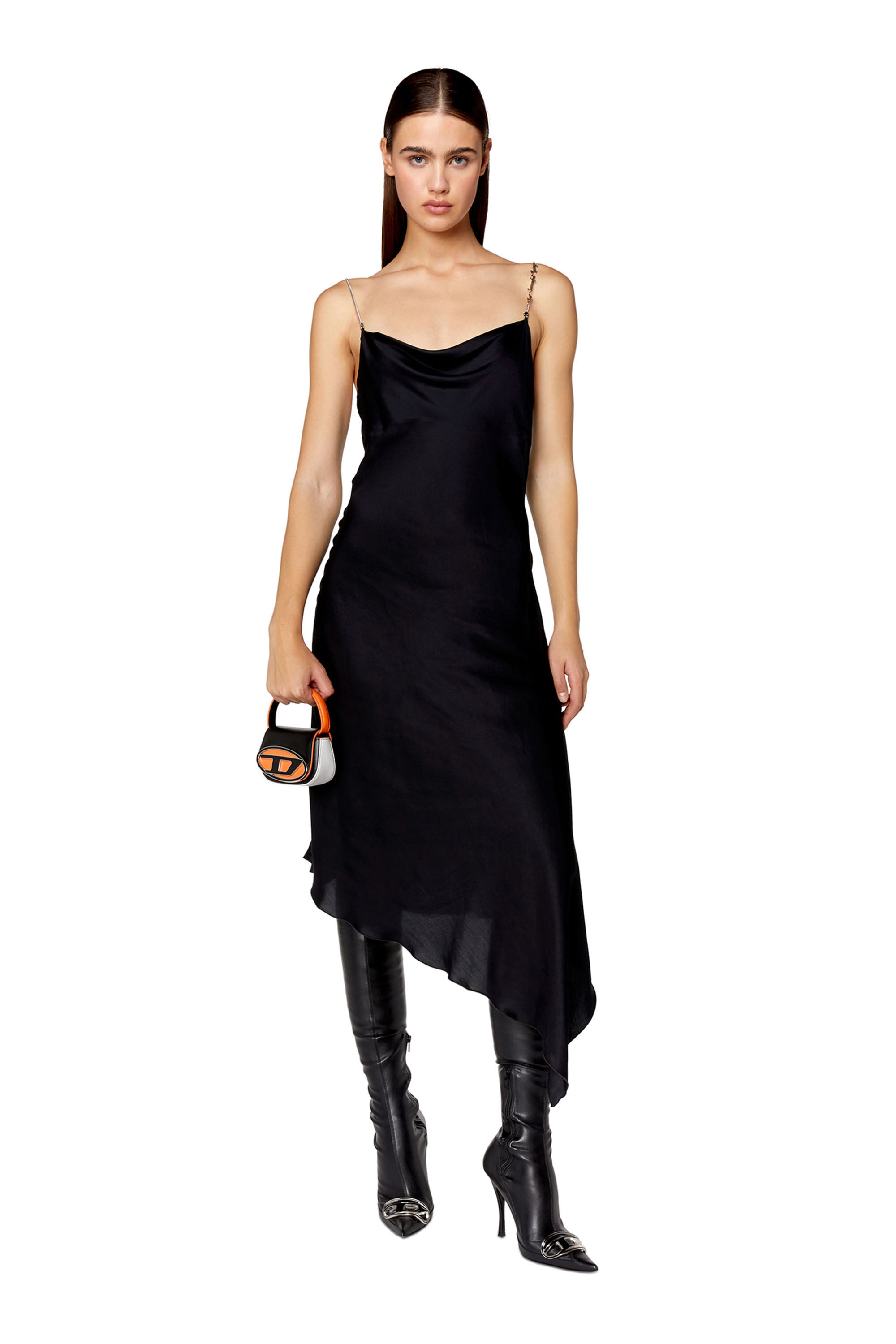 Women s Satin slip dress with chain straps D MINT Diesel