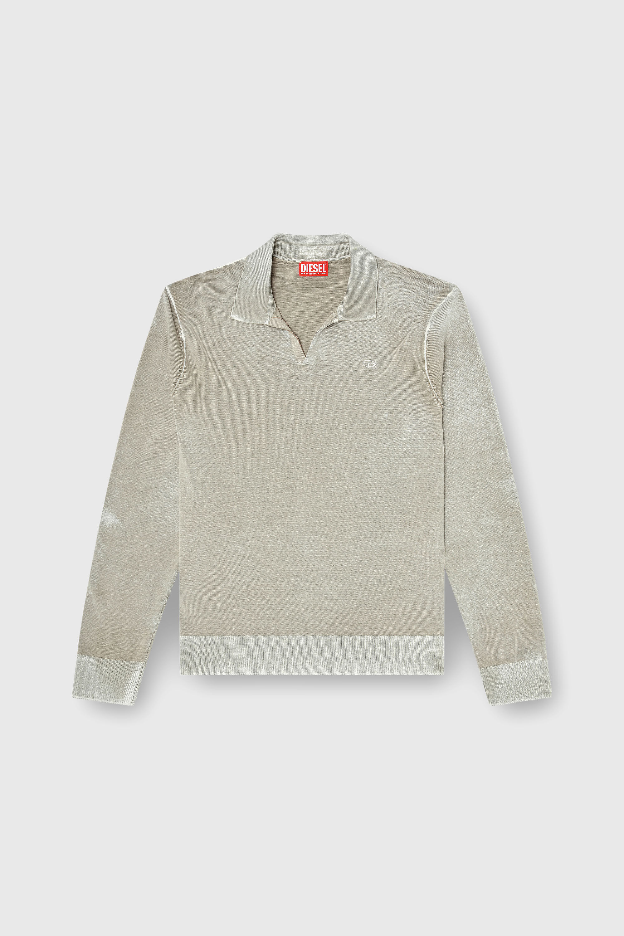 Diesel - K-LAWRENCE, Man's Polo jumper with faded reverse print in Beige - 2