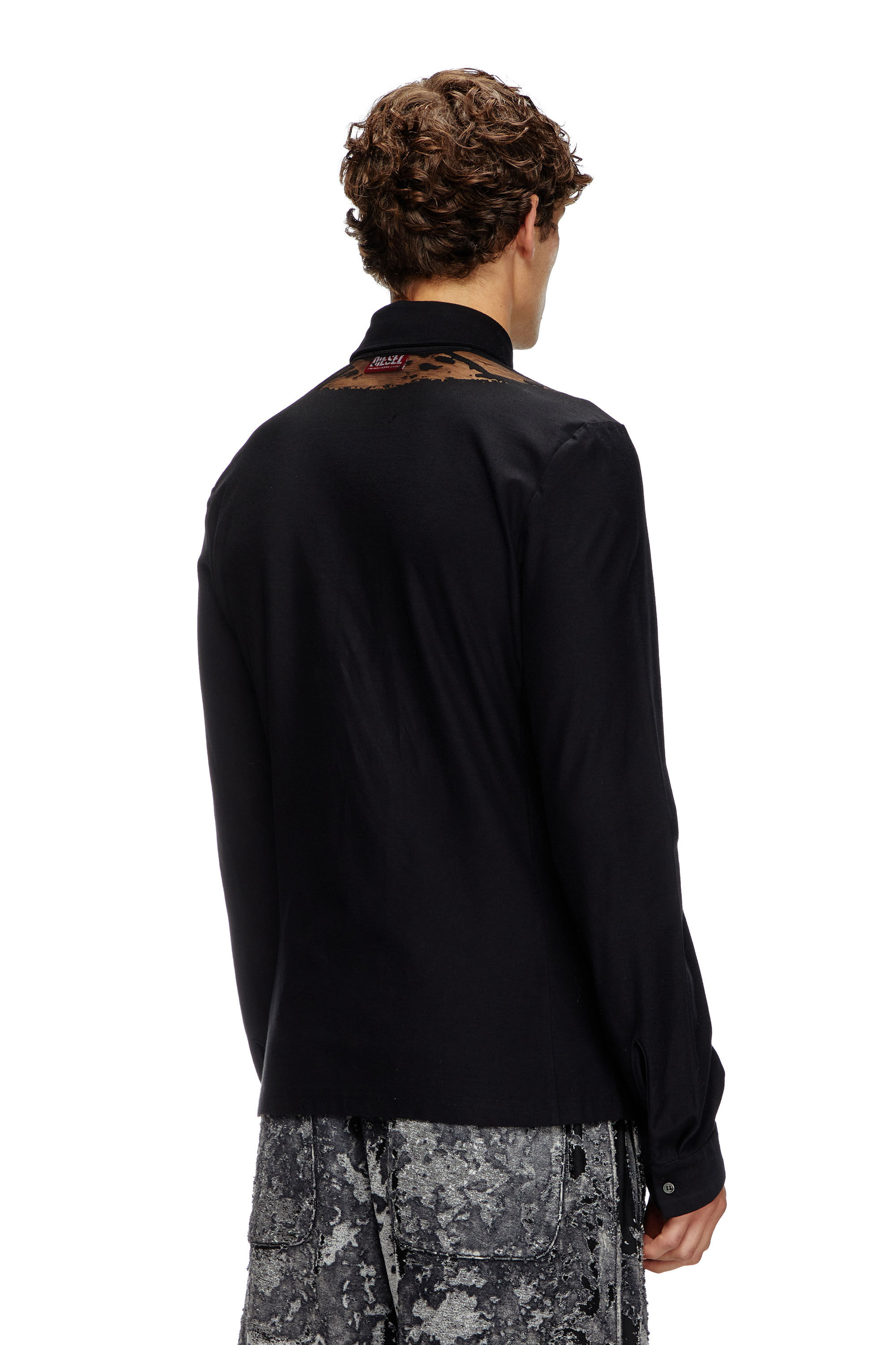 Men's Jersey shirt with devoré sweat stains | Black | Diesel
