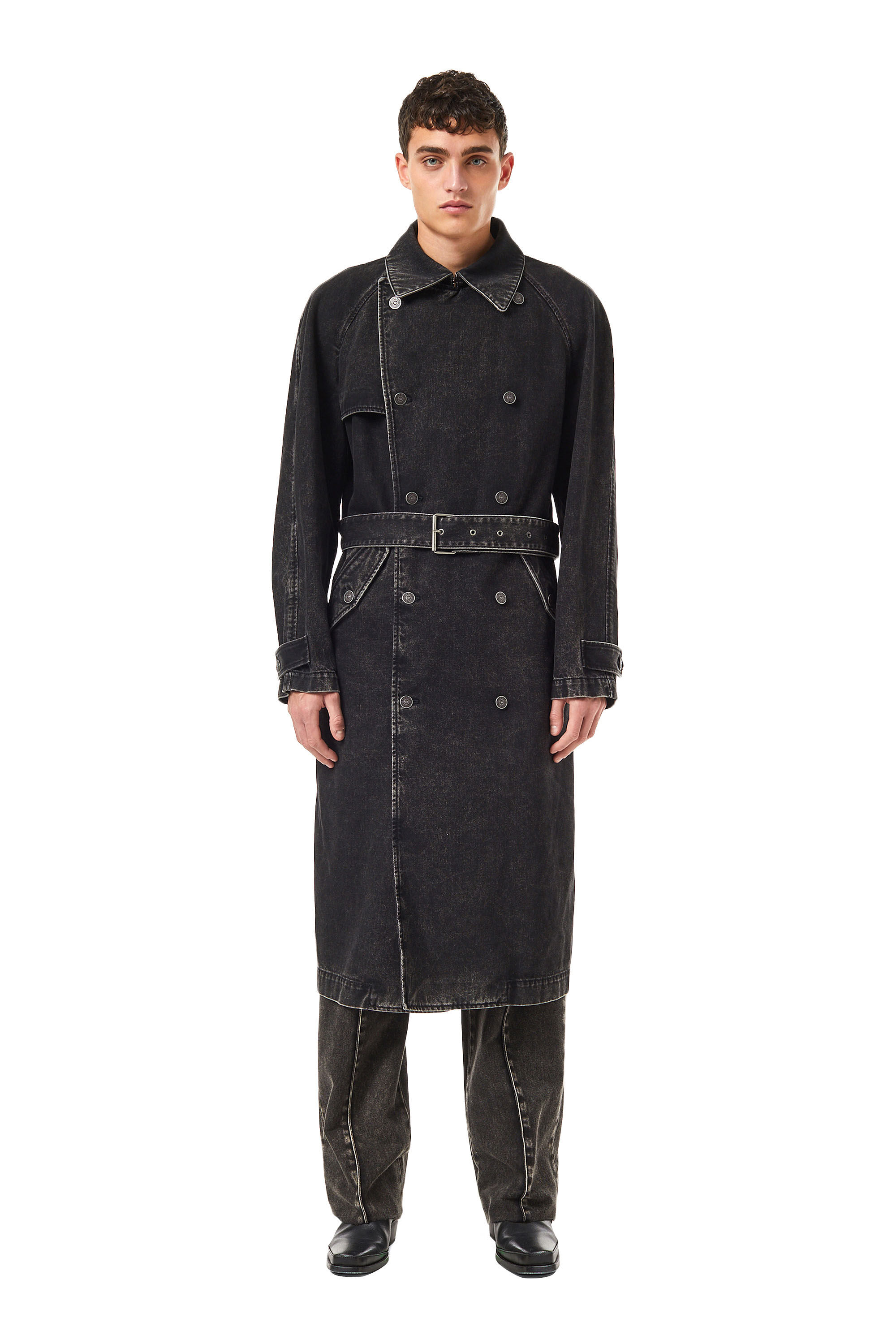 Black double online breasted trench coat