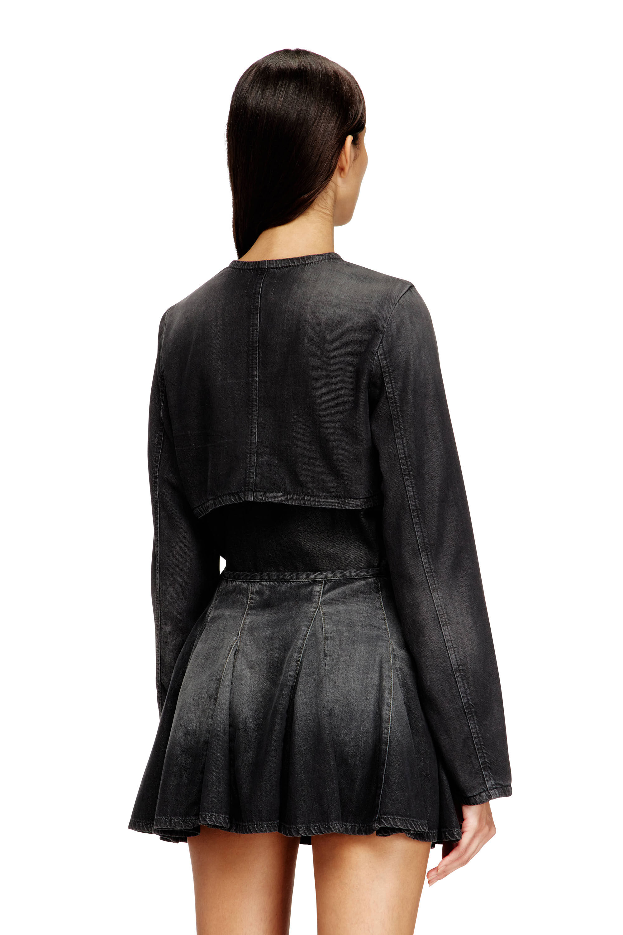 Women's Cropped jacket in lightweight denim | Black | Diesel