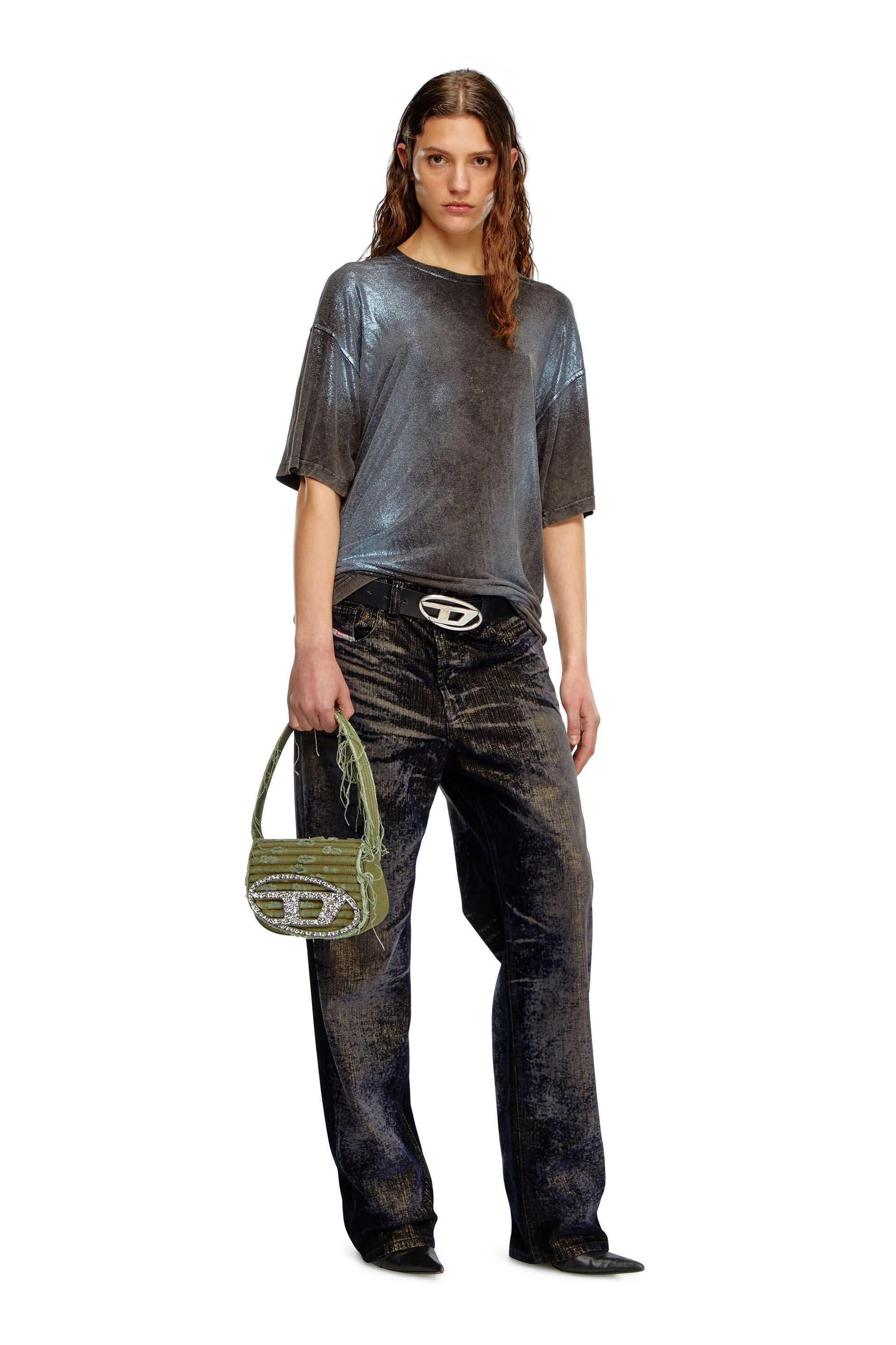 Women's 1DR-Iconic shoulder bag in canvas and leather