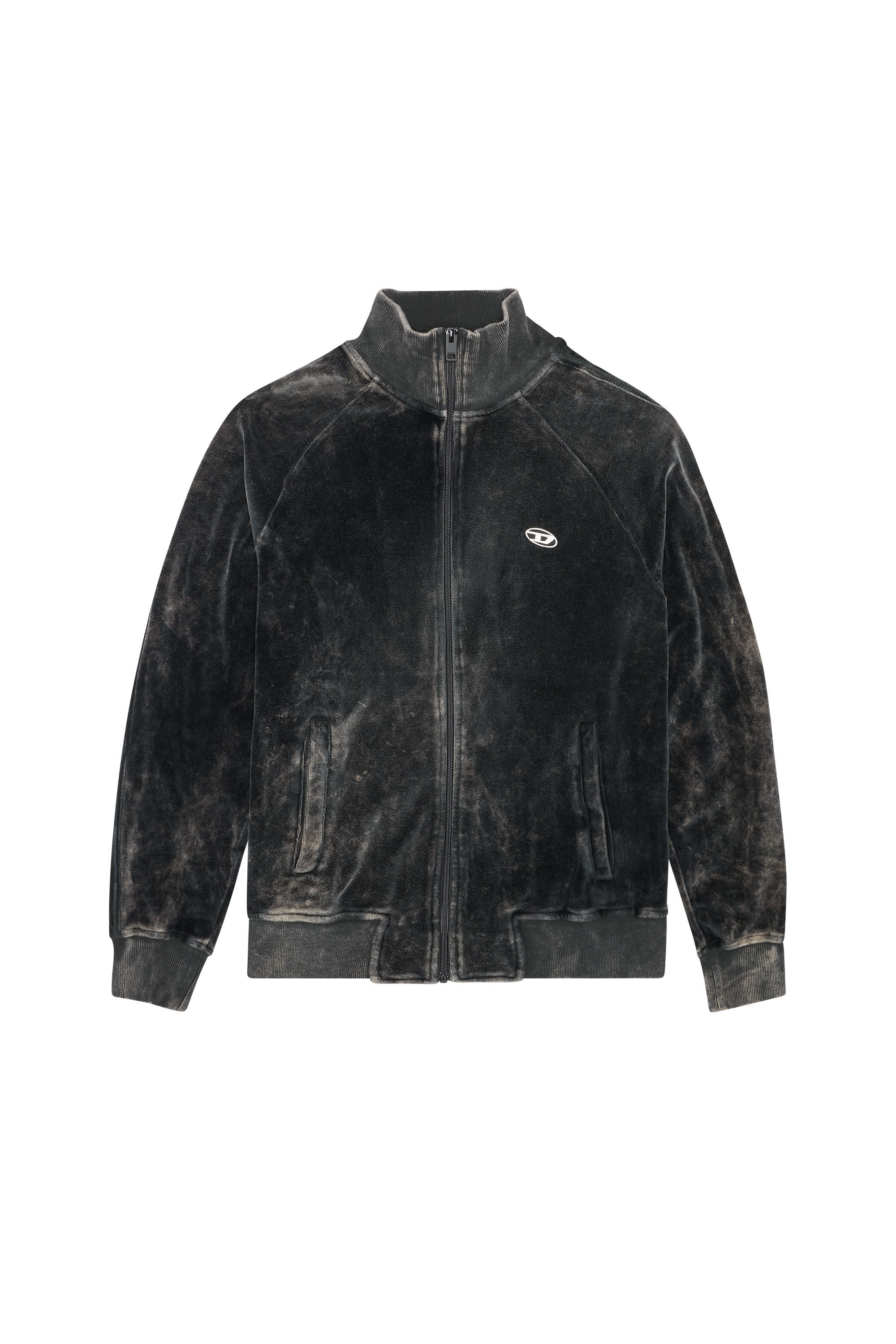 Men's Chenille track jacket with mock neck | Black | Diesel