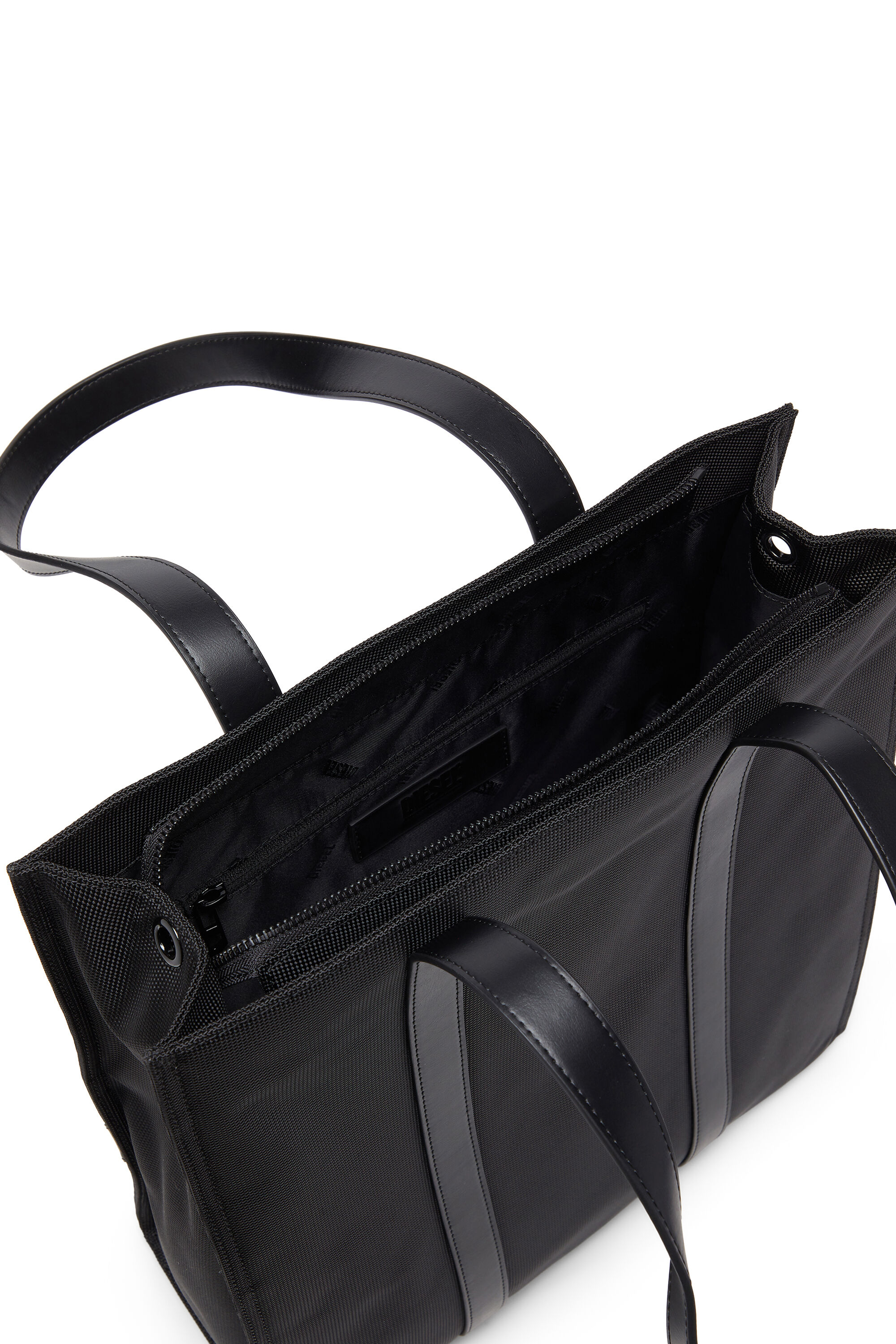 Diesel - MULTI-PKTS TOTE X, Unisex's Multi-Pkts - Shopping bag with flap pocket and zip in Black - 3