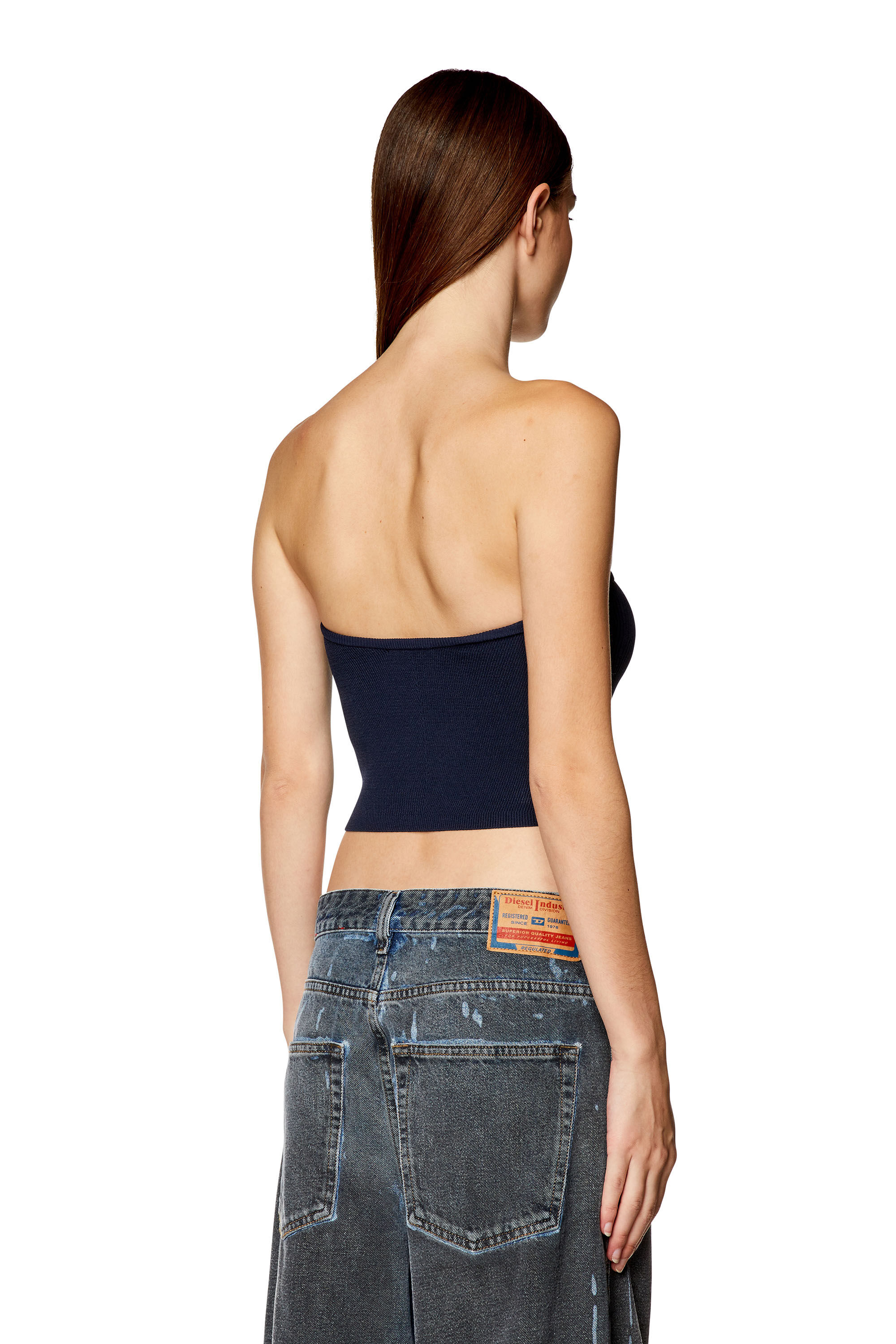 Diesel - M-CLARKSVILLEX, Woman's Tube top with logo plaque in Dark Blue - 4