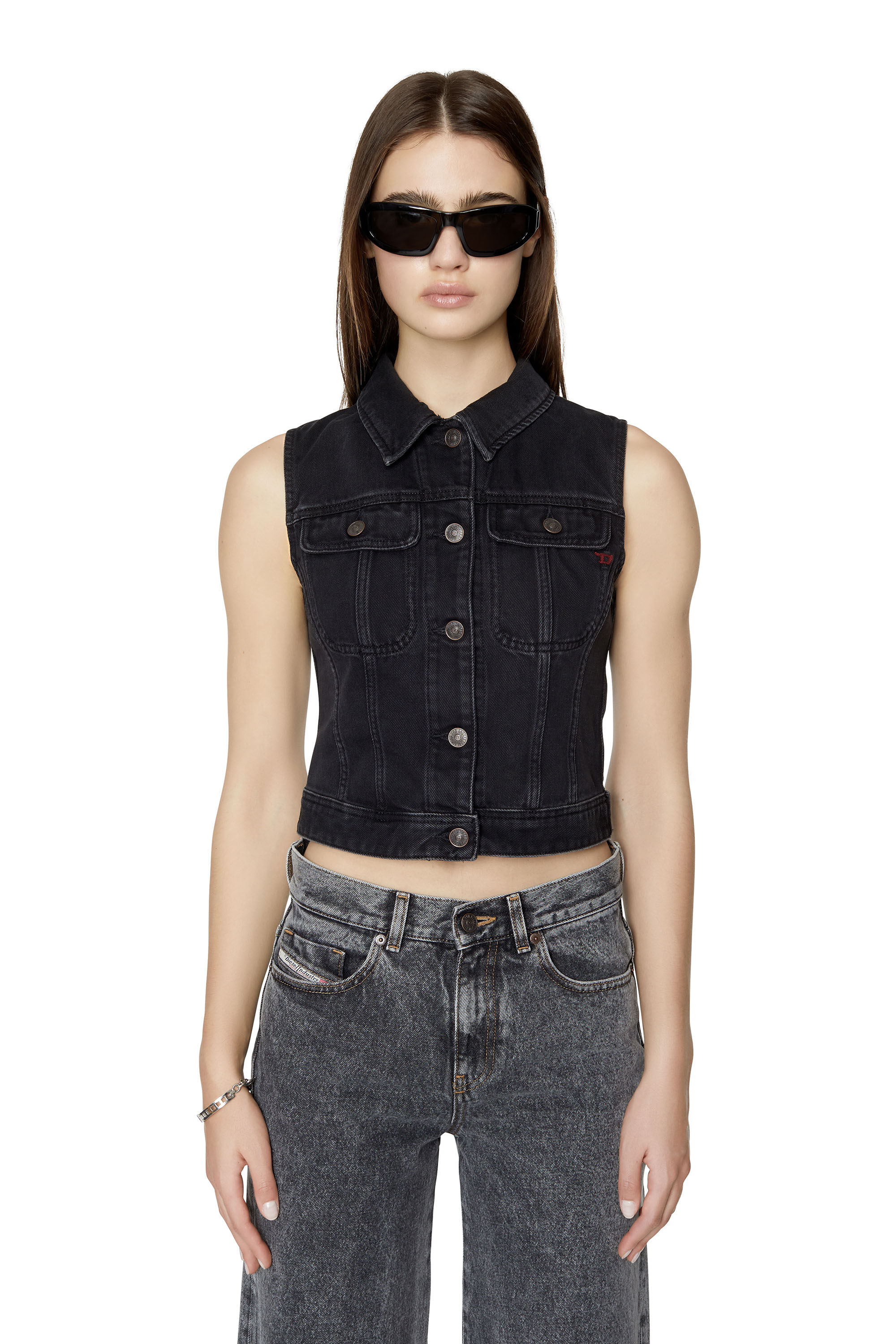 DE-SLIMMY-SM Woman: Slim-fit sleeveless denim vest | Diesel