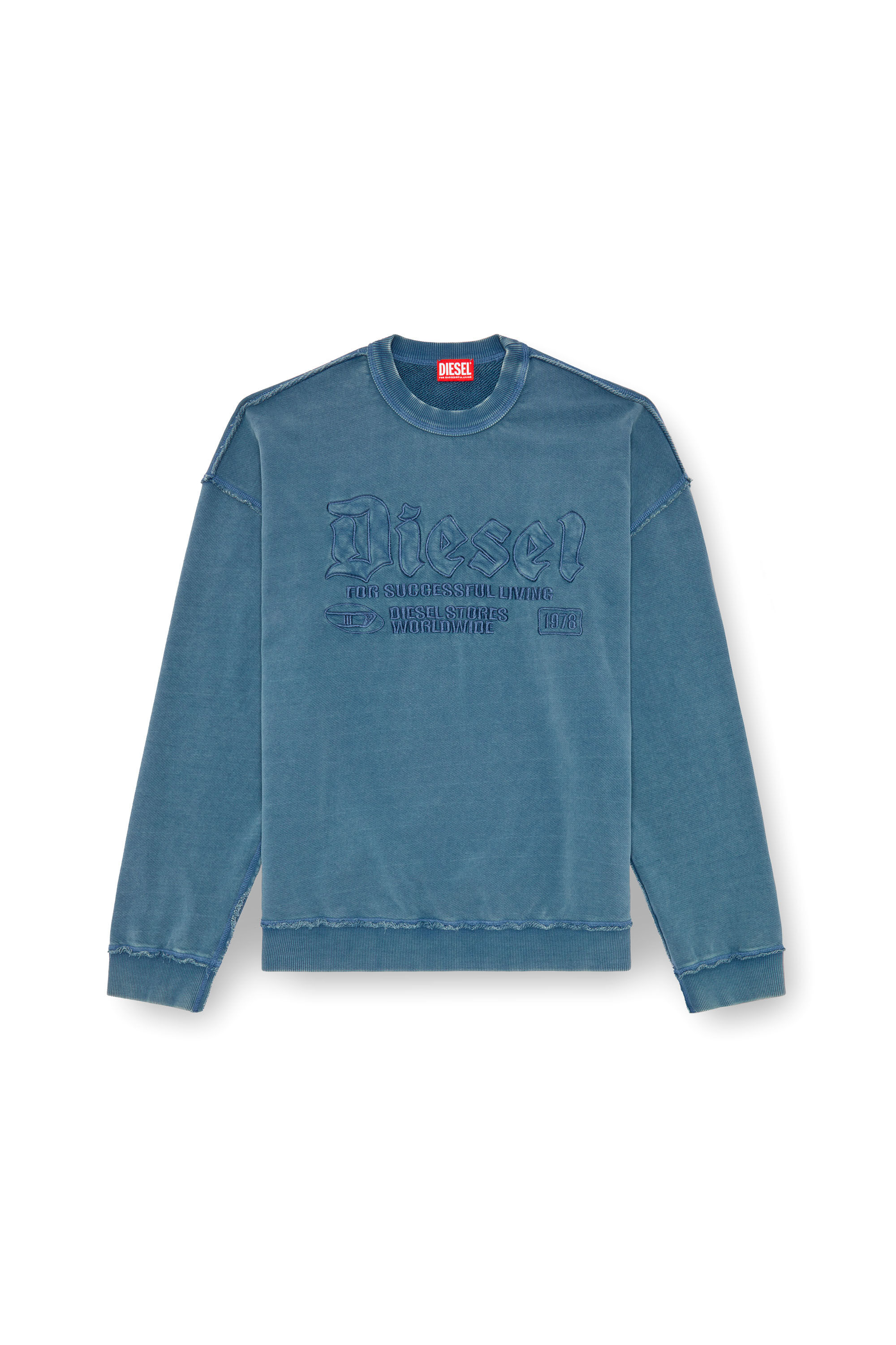 【送料&関税込】Diesel S-ruben Sweatshirt Men's Sweatshirt with distressed front | Grey | Diesel