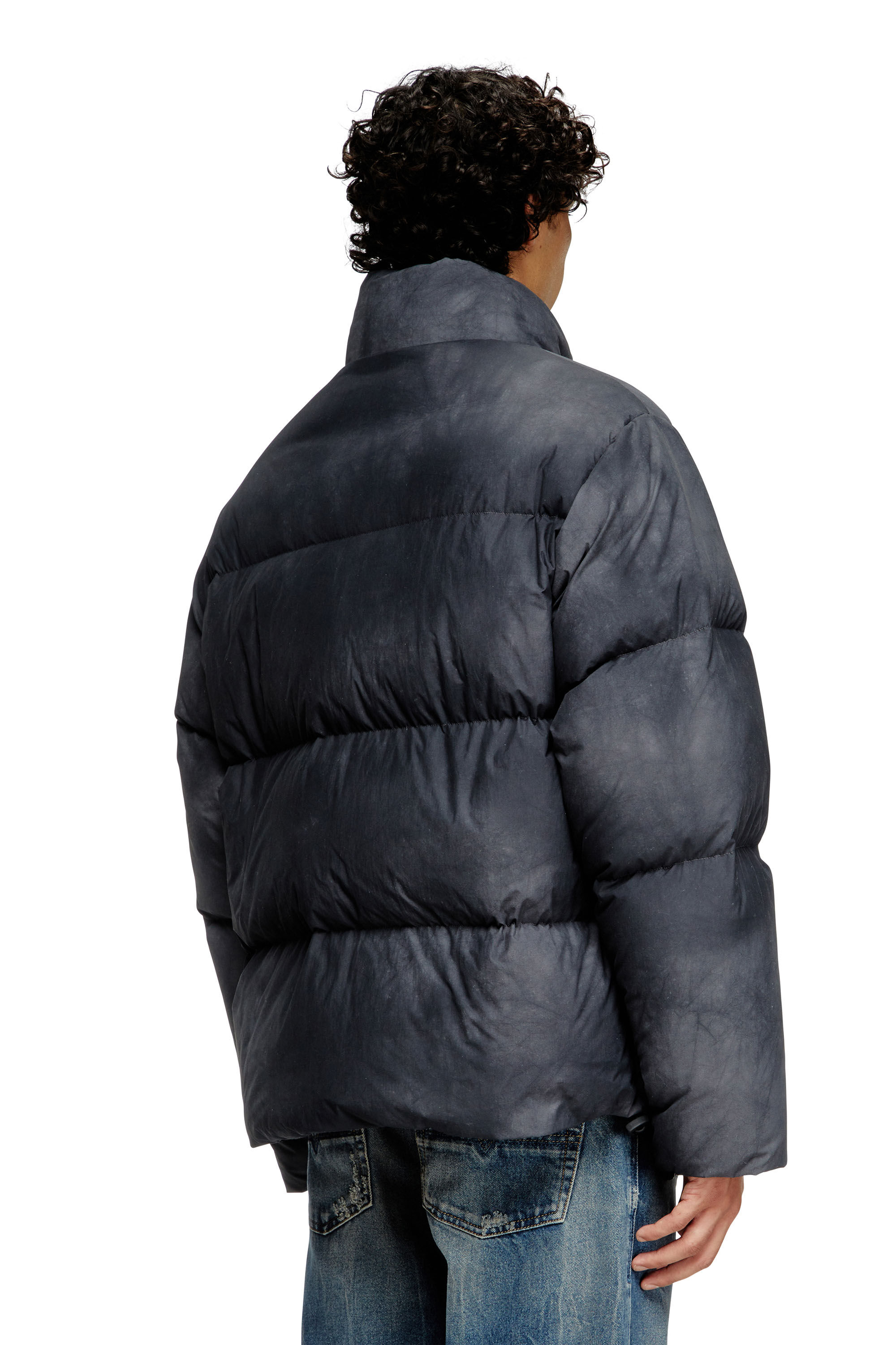 Men's Hooded down jacket in patchy nylon | Black | Diesel