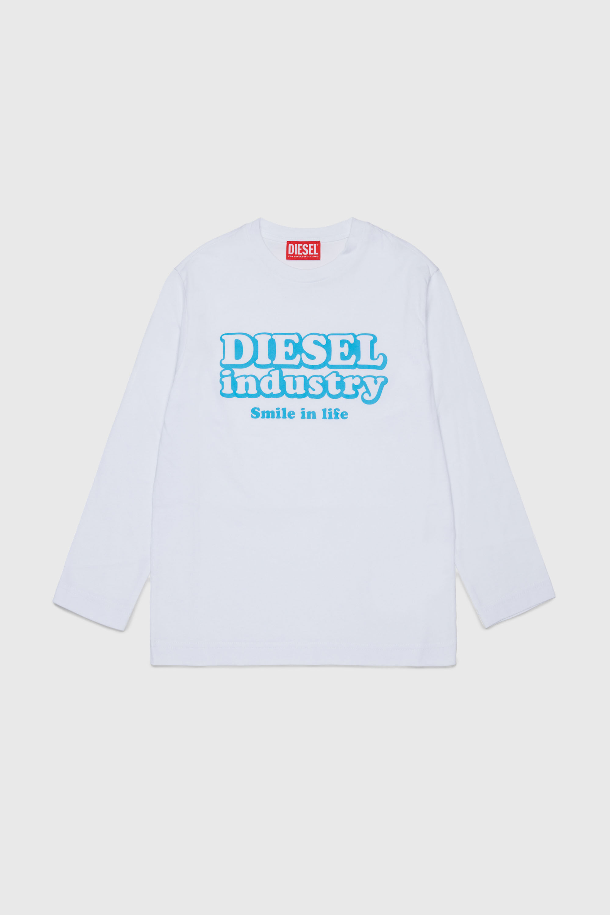 Diesel - TLODIMLS OVER, Man's Long-sleeve T-shirt with Diesel Industry print in White - 1
