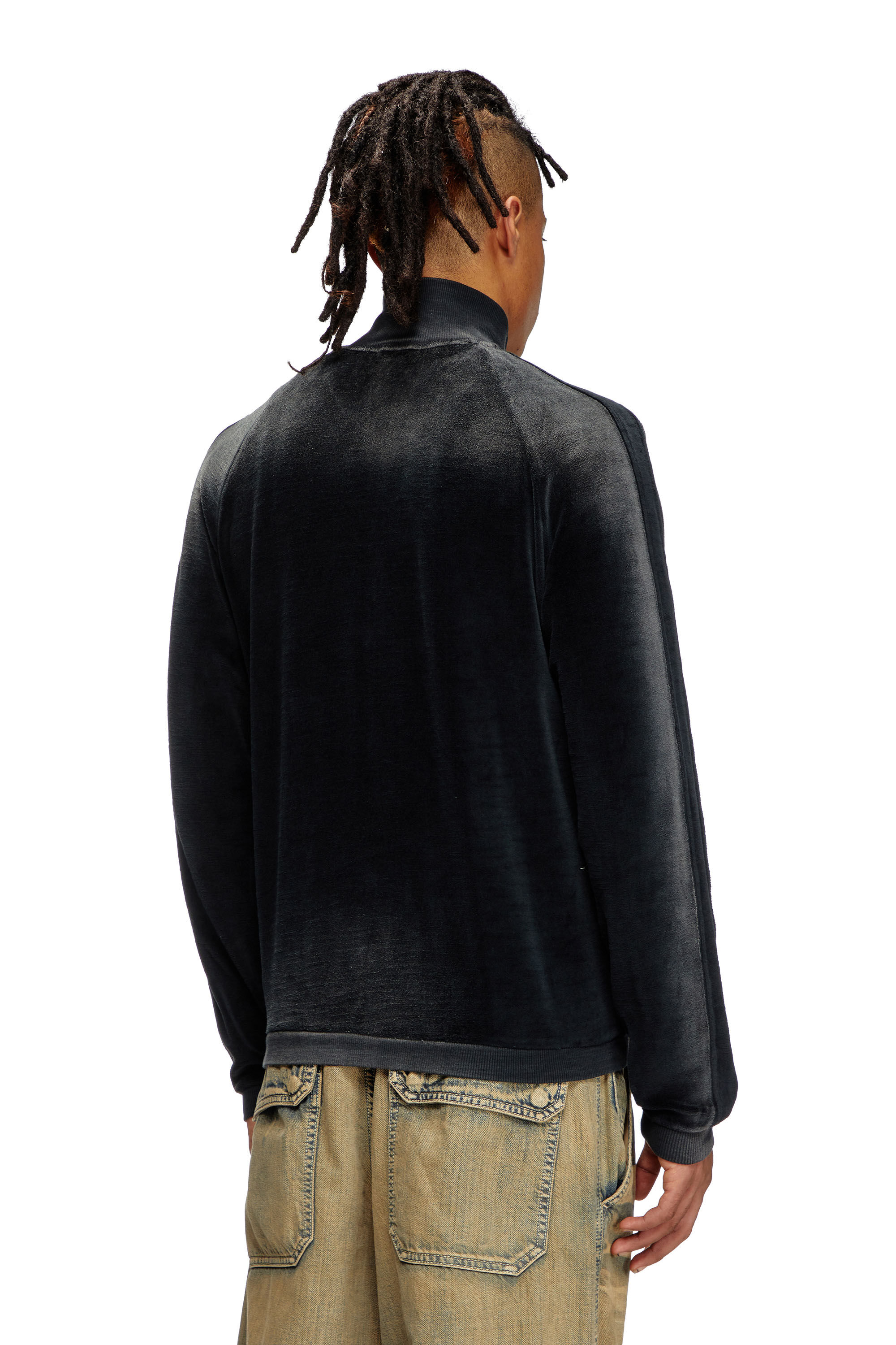 Men's Faded velvet track jacket | Black | Diesel