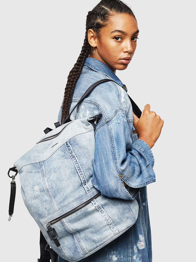 syle women distressed denim backpack