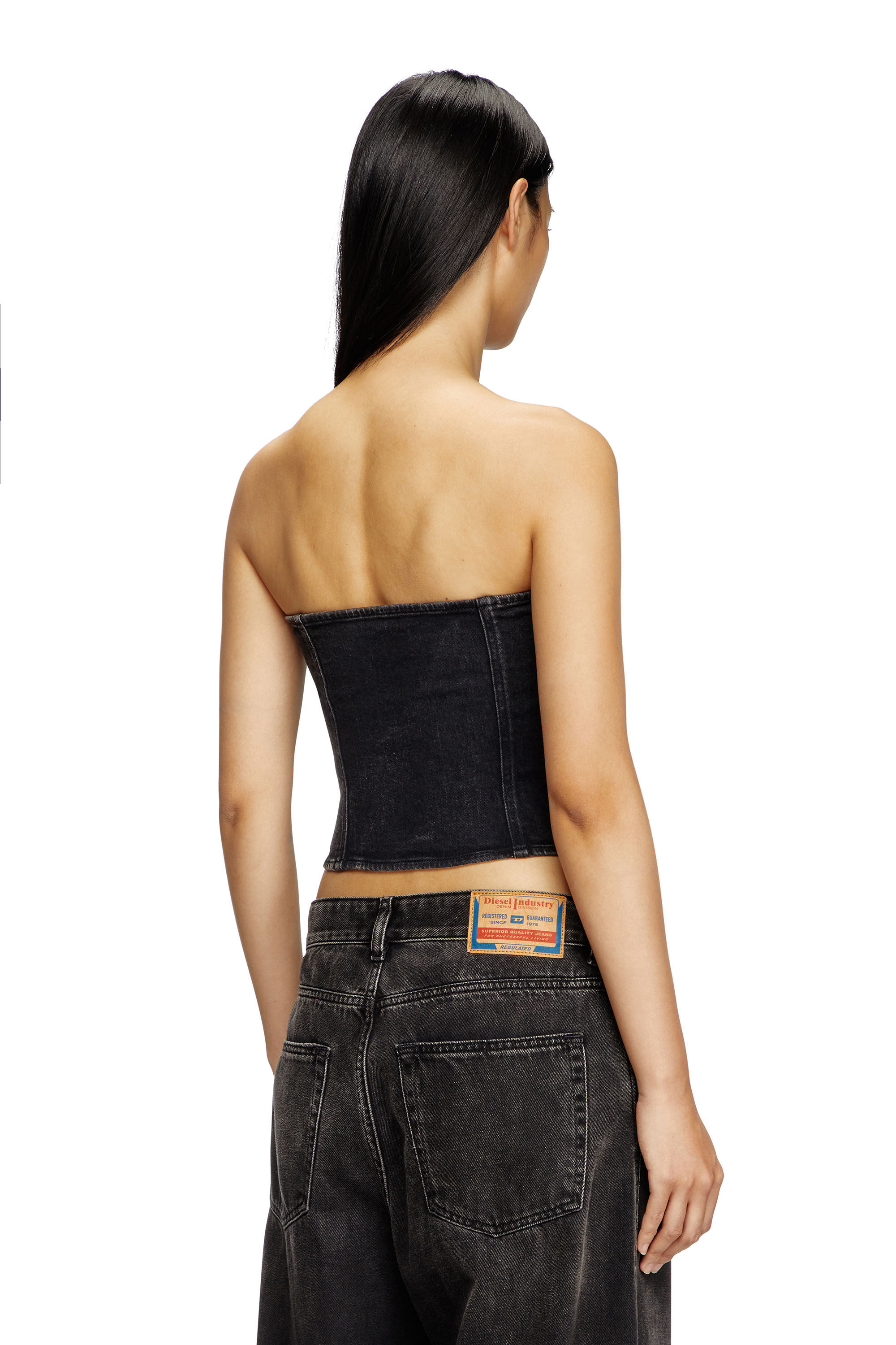 Women's Tube top in comfort denim | Black | Diesel
