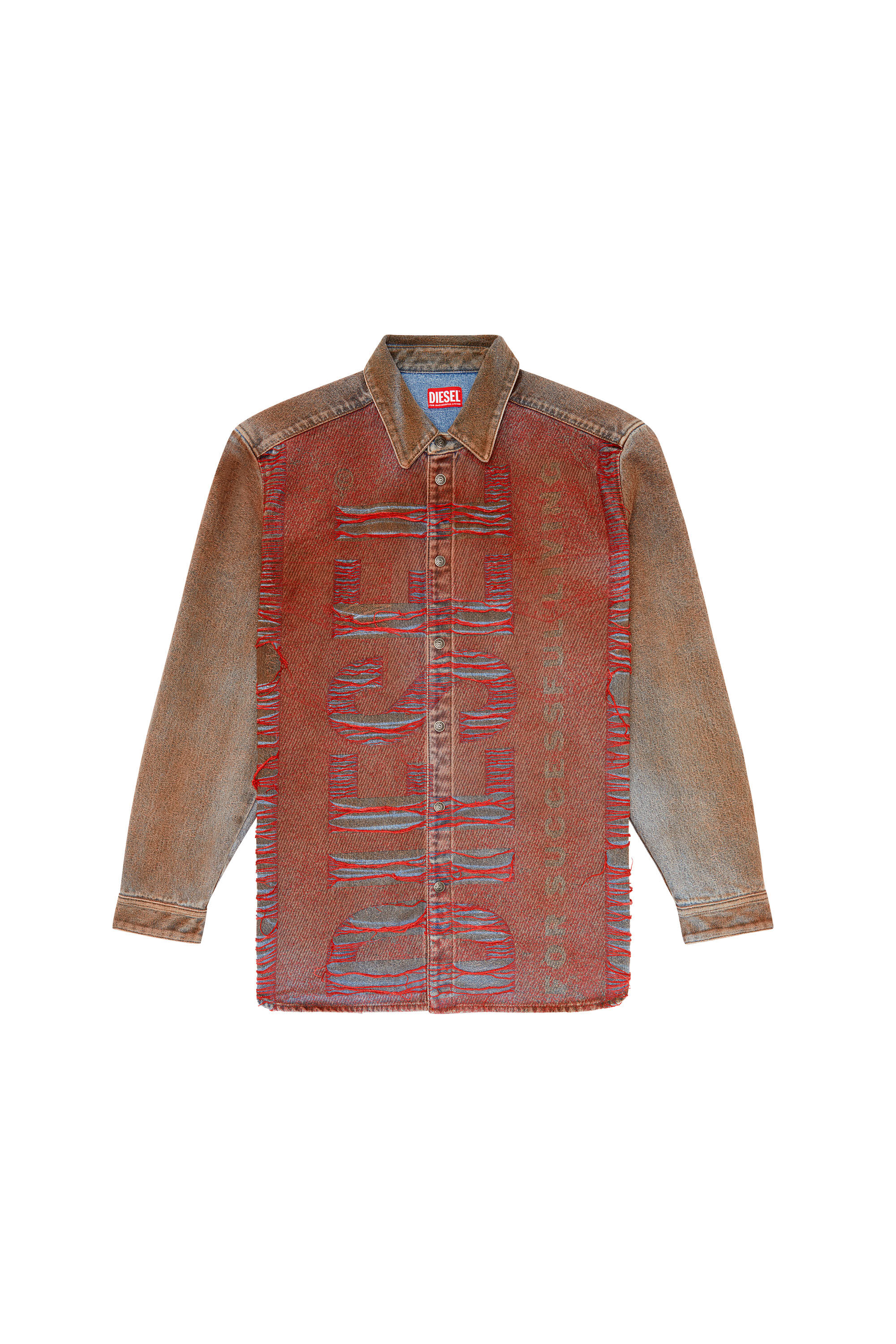 Men's Denim shirt with jacquard logo | Multicolor | Diesel