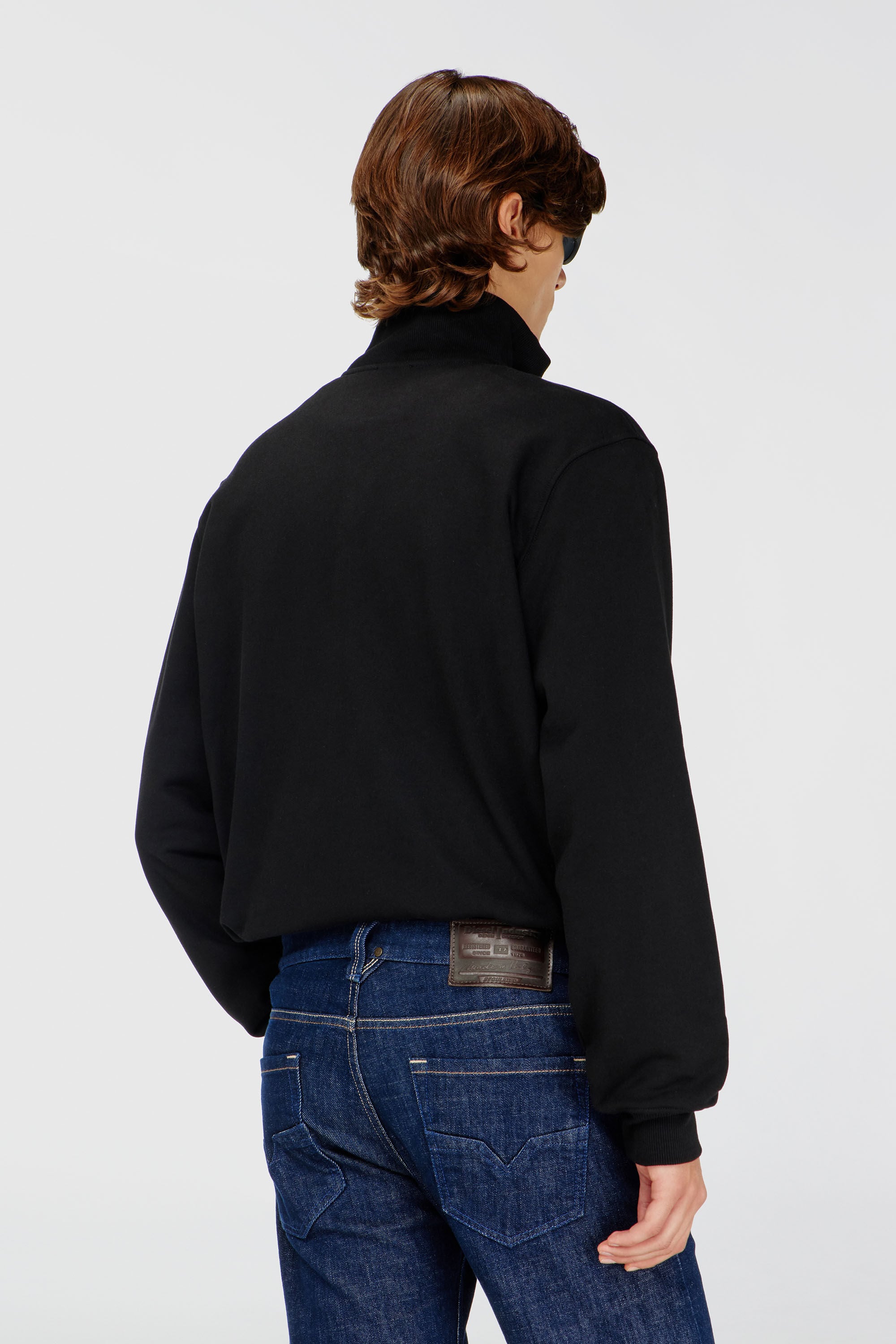 Men's Zip-up sweatshirt with metallic logo | Black | Diesel TR