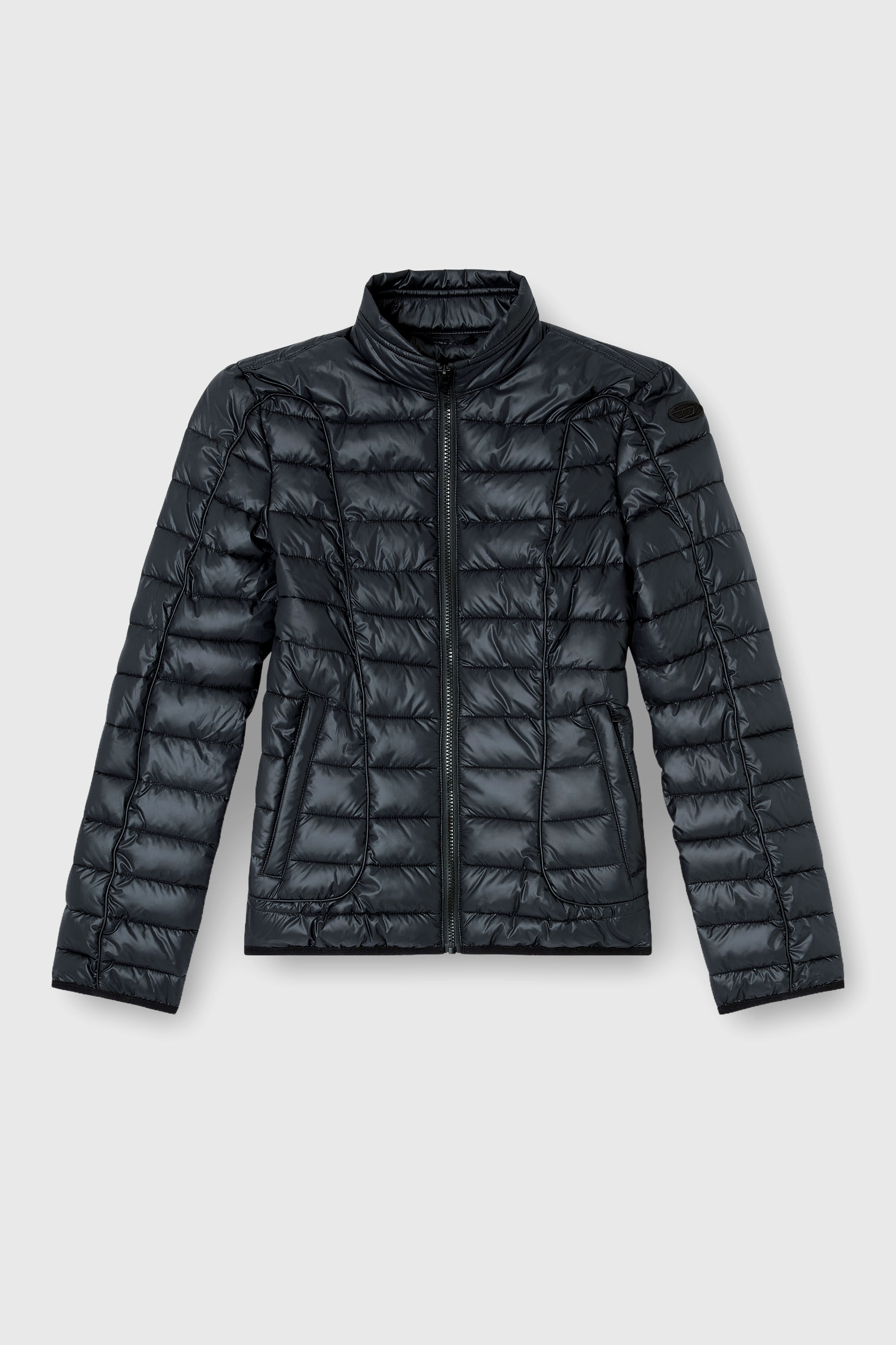 Women's Puffer jacket with biker details | Black | Diesel {{Country}}