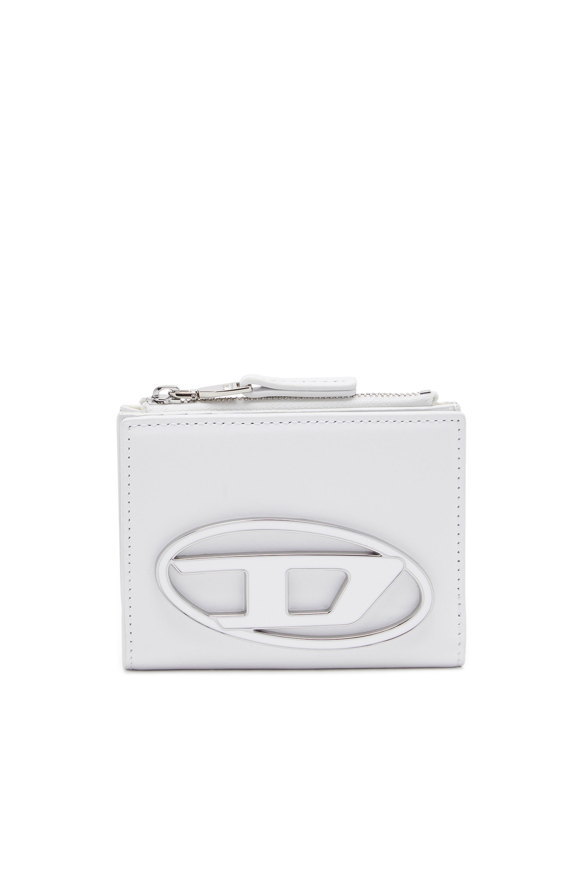 Women's Small leather wallet with logo plaque | 1DR BI-FOLD ZIP II
