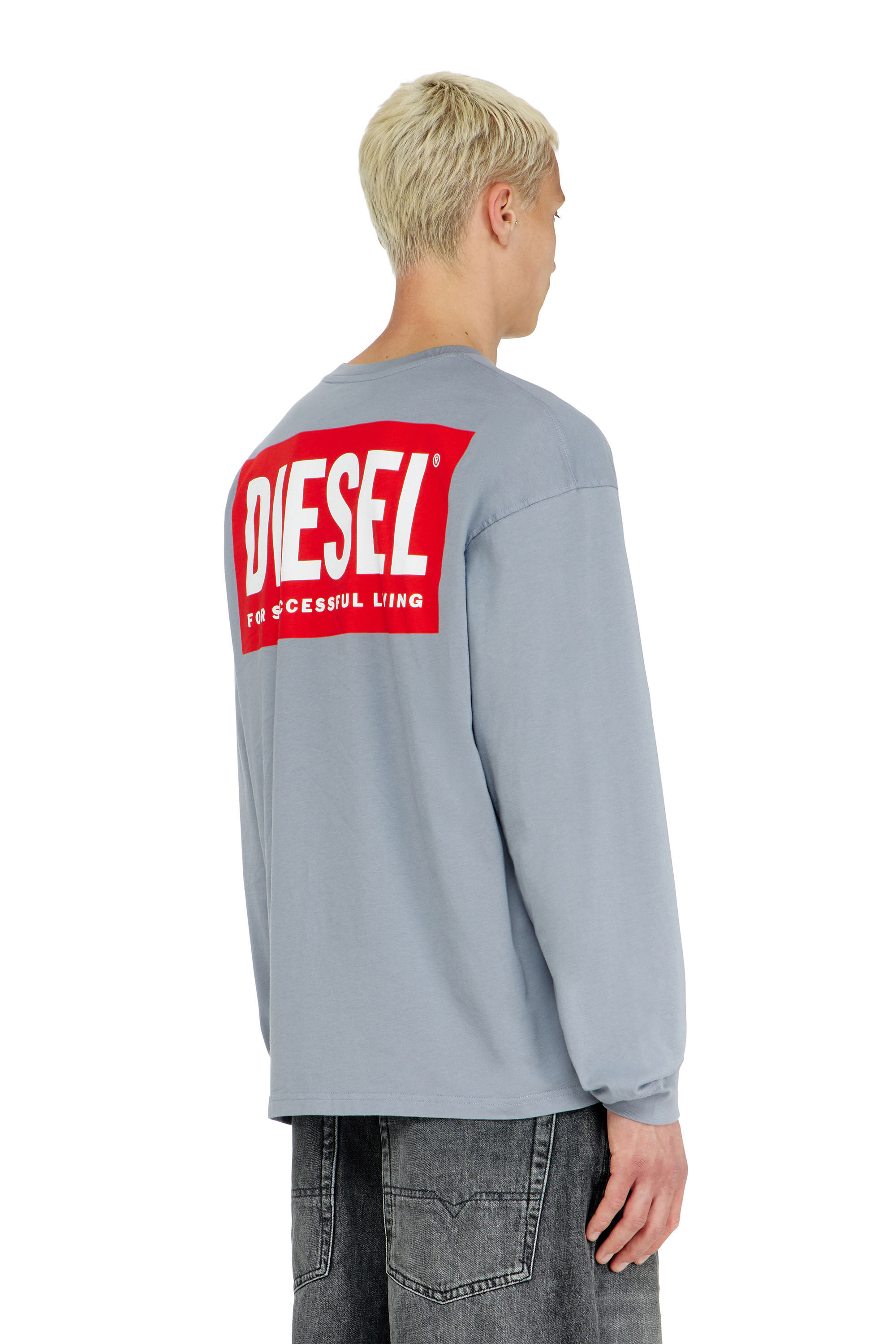 Diesel - T-BOXT-LS-BISK, Man's Relaxed long-sleeve T-shirt with Biscotto logo in Light Blue - 2