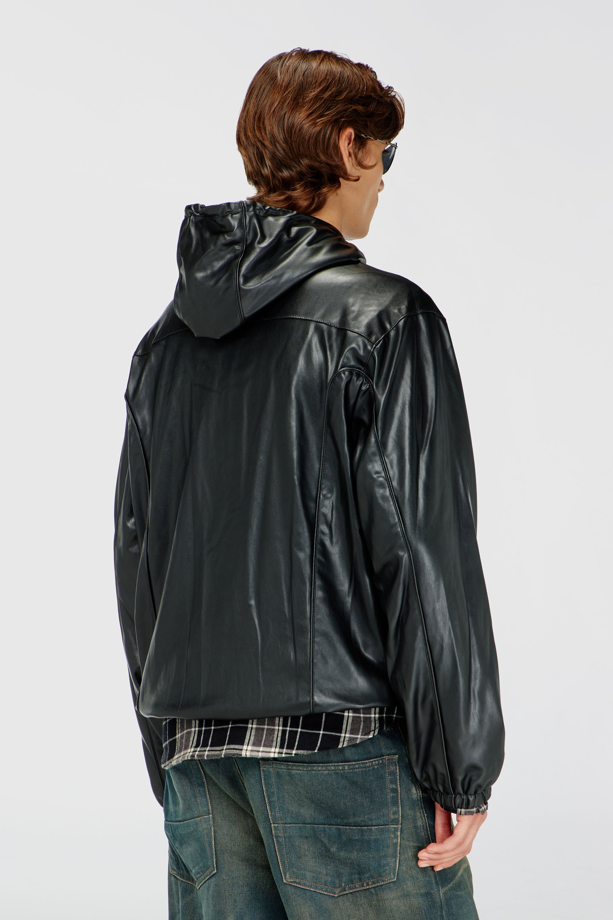 Men's Hooded windbreaker in coated fabric | Black | Diesel TR