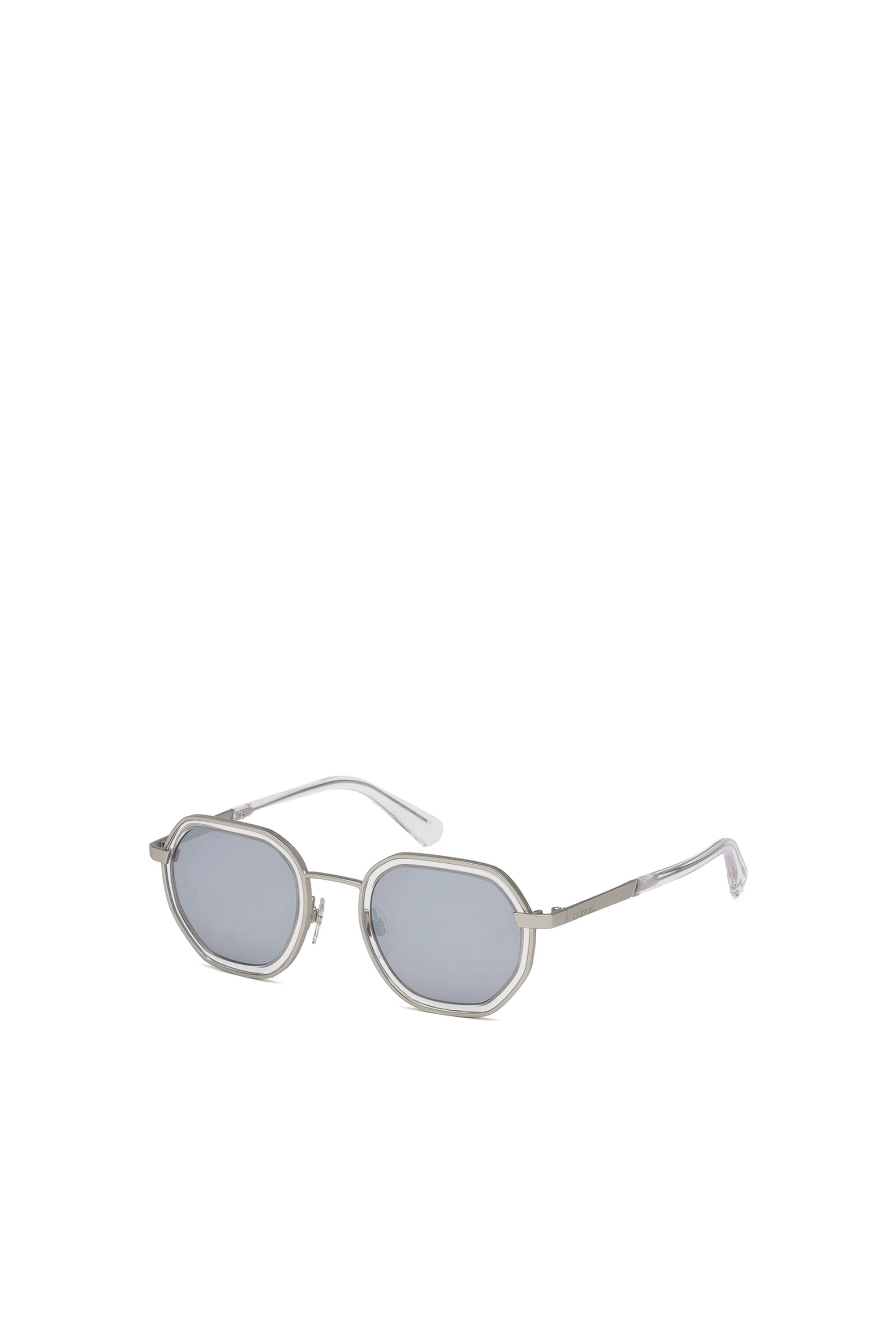 Diesel - DL0267, Unisex's Hexagonal eyewear with transparent details in Grey - 2