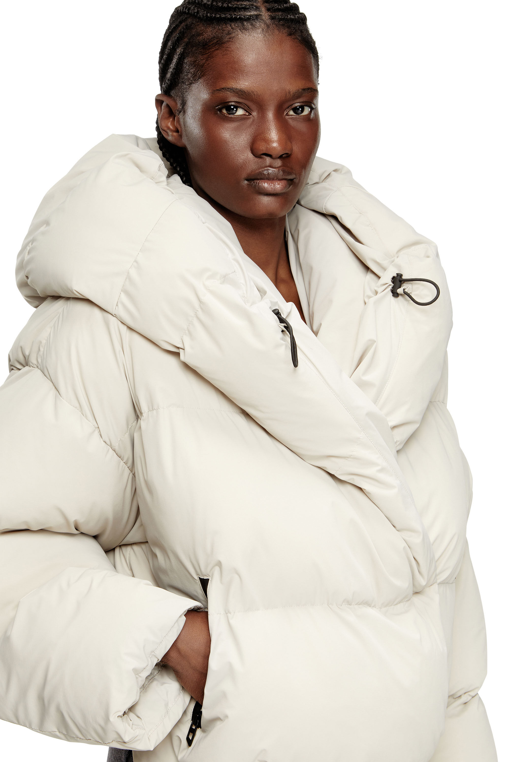 Women's Wrap puffer in bi-stretch nylon | Beige | Diesel