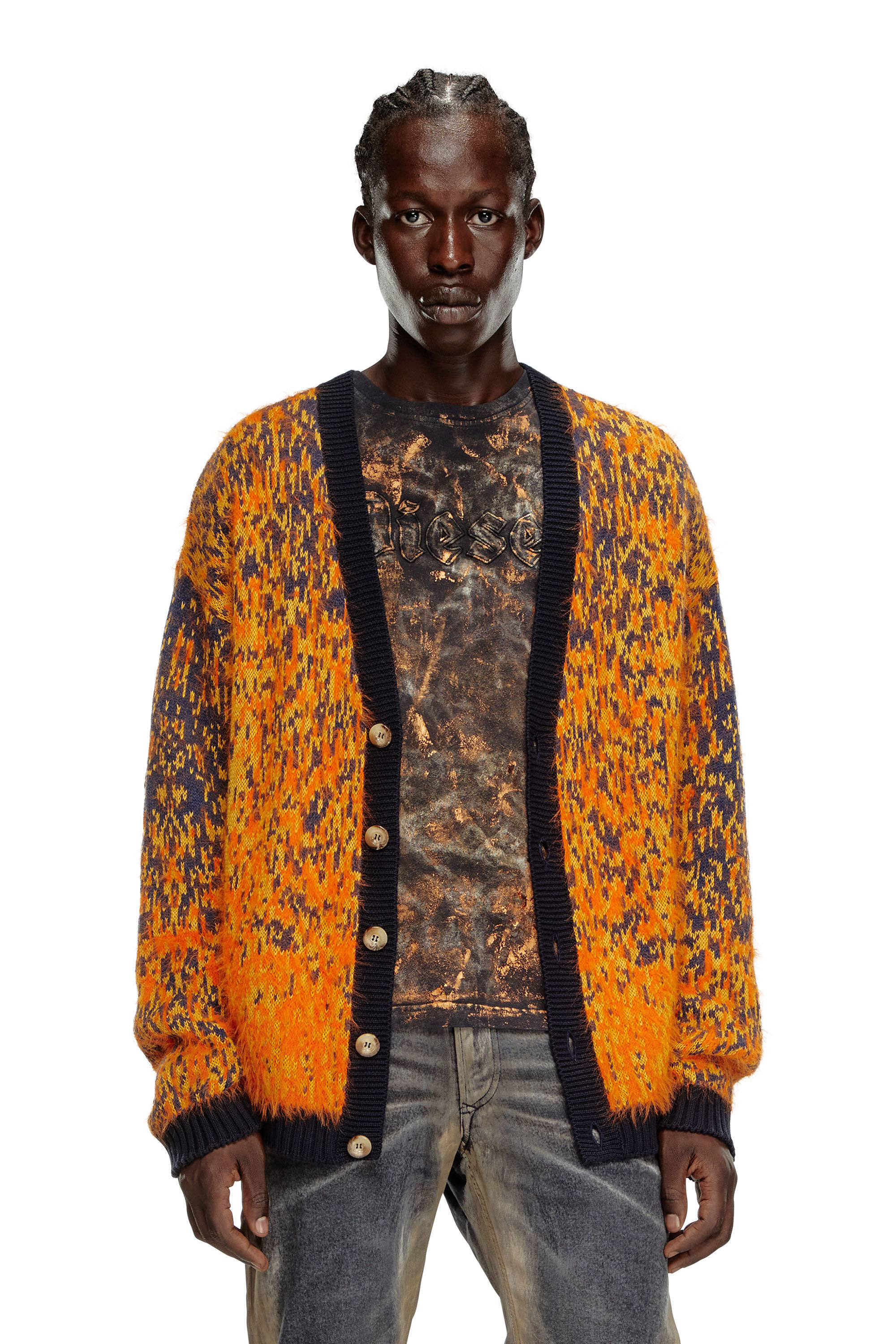 Orange fuzzy sweater discount