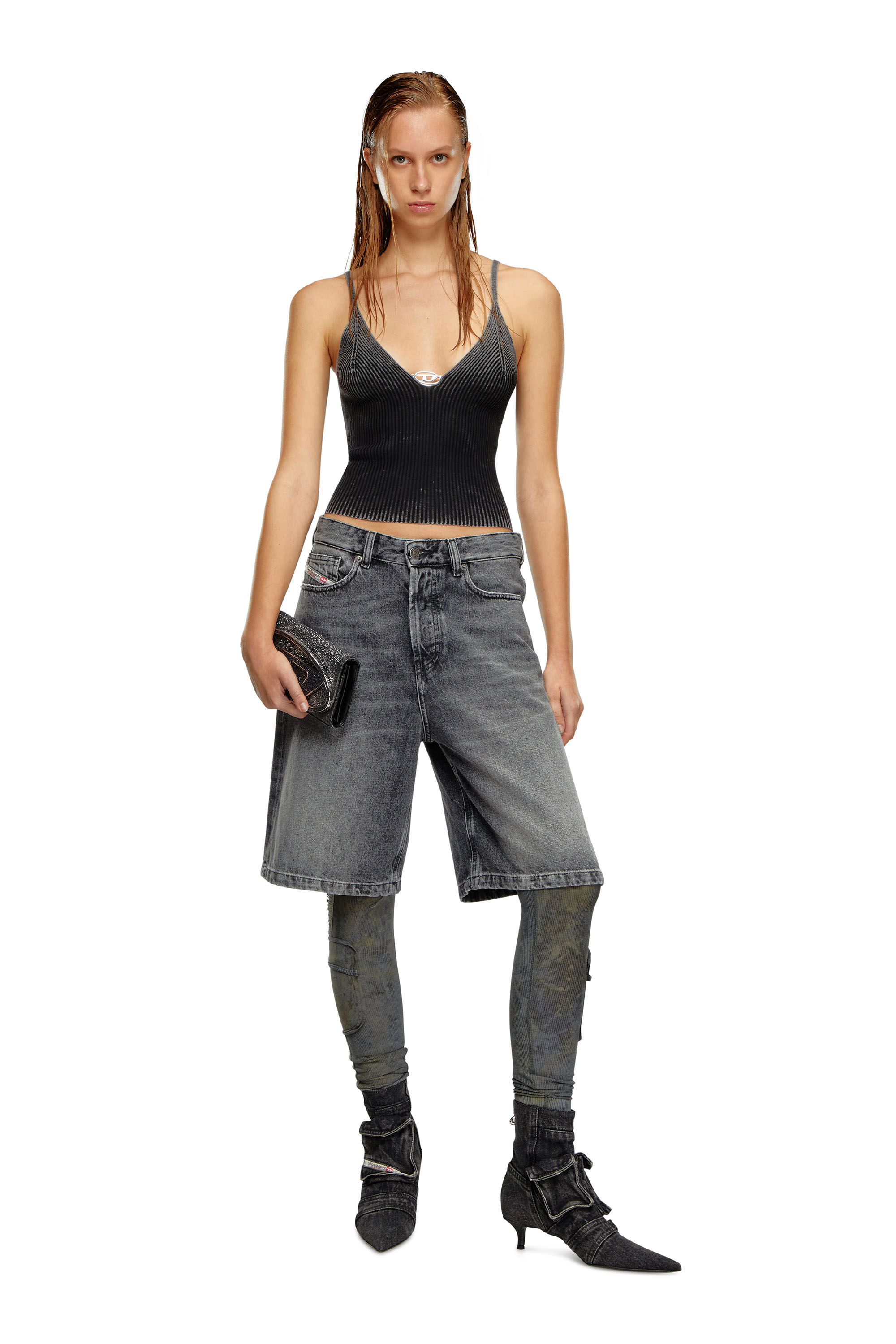 Women's Camisole in faded ribbed knit | Black | Diesel