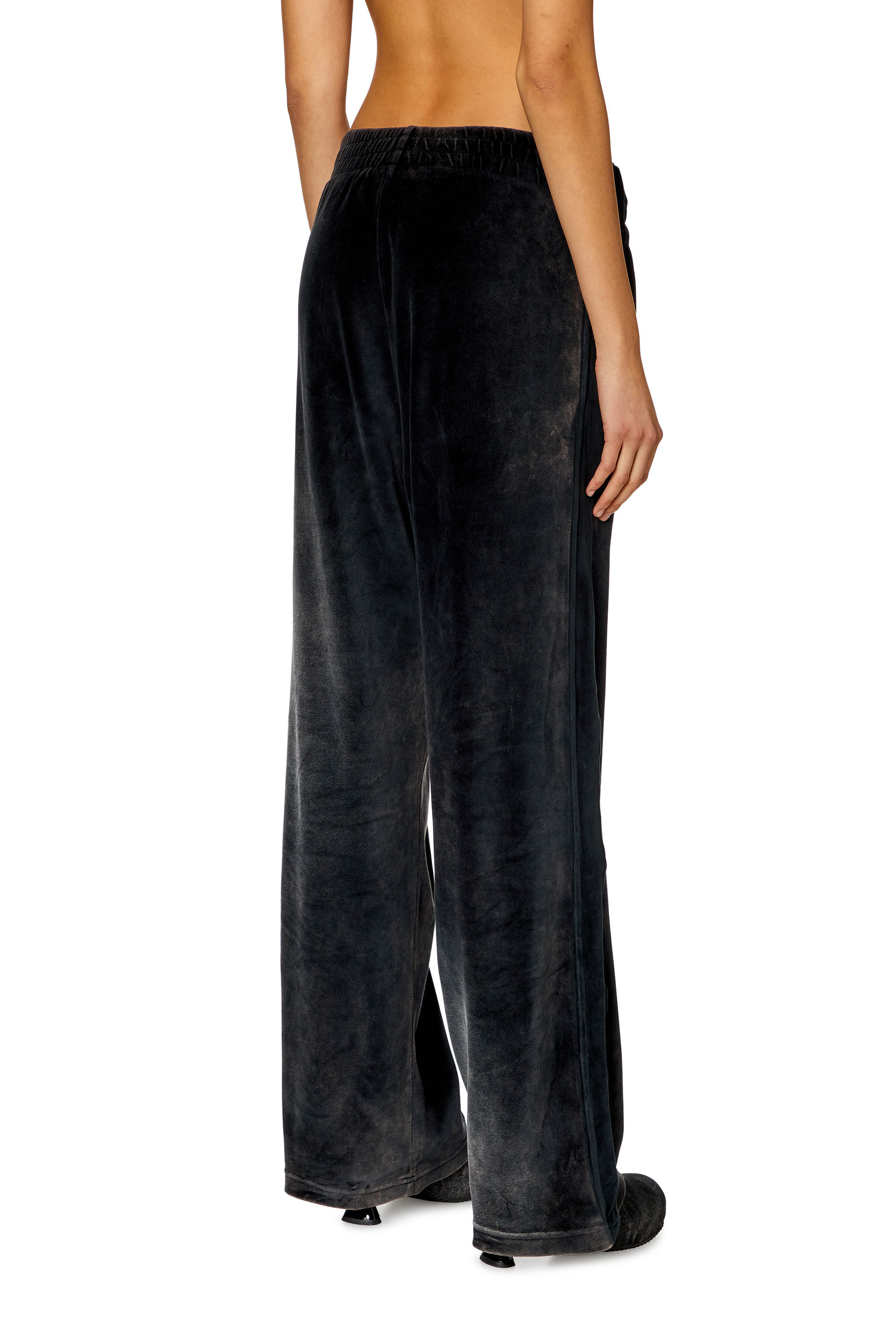 Women s Acid wash chenille wide leg sweatpants Black Diesel