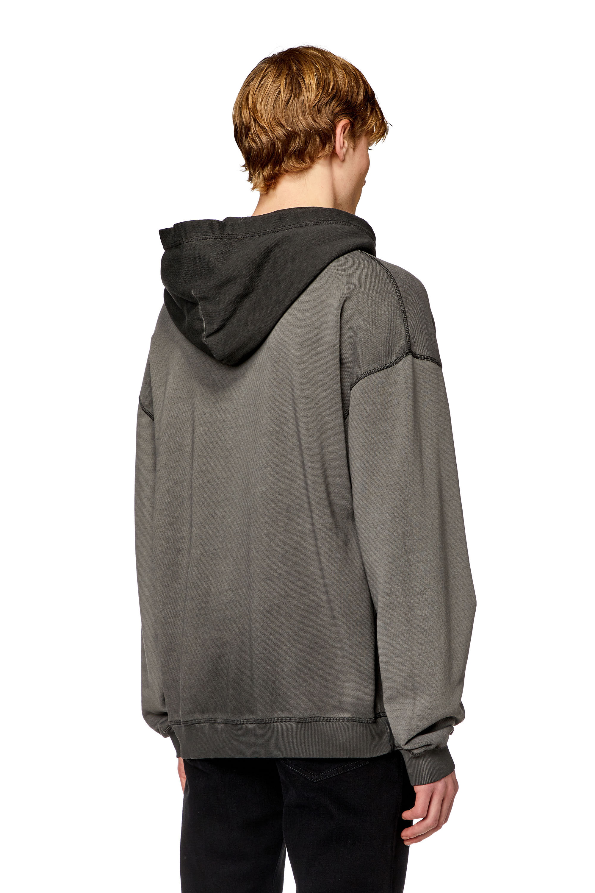 Diesel - S-BOXT-HOOD-N10, Man's Faded hoodie with heart print in Black - 3