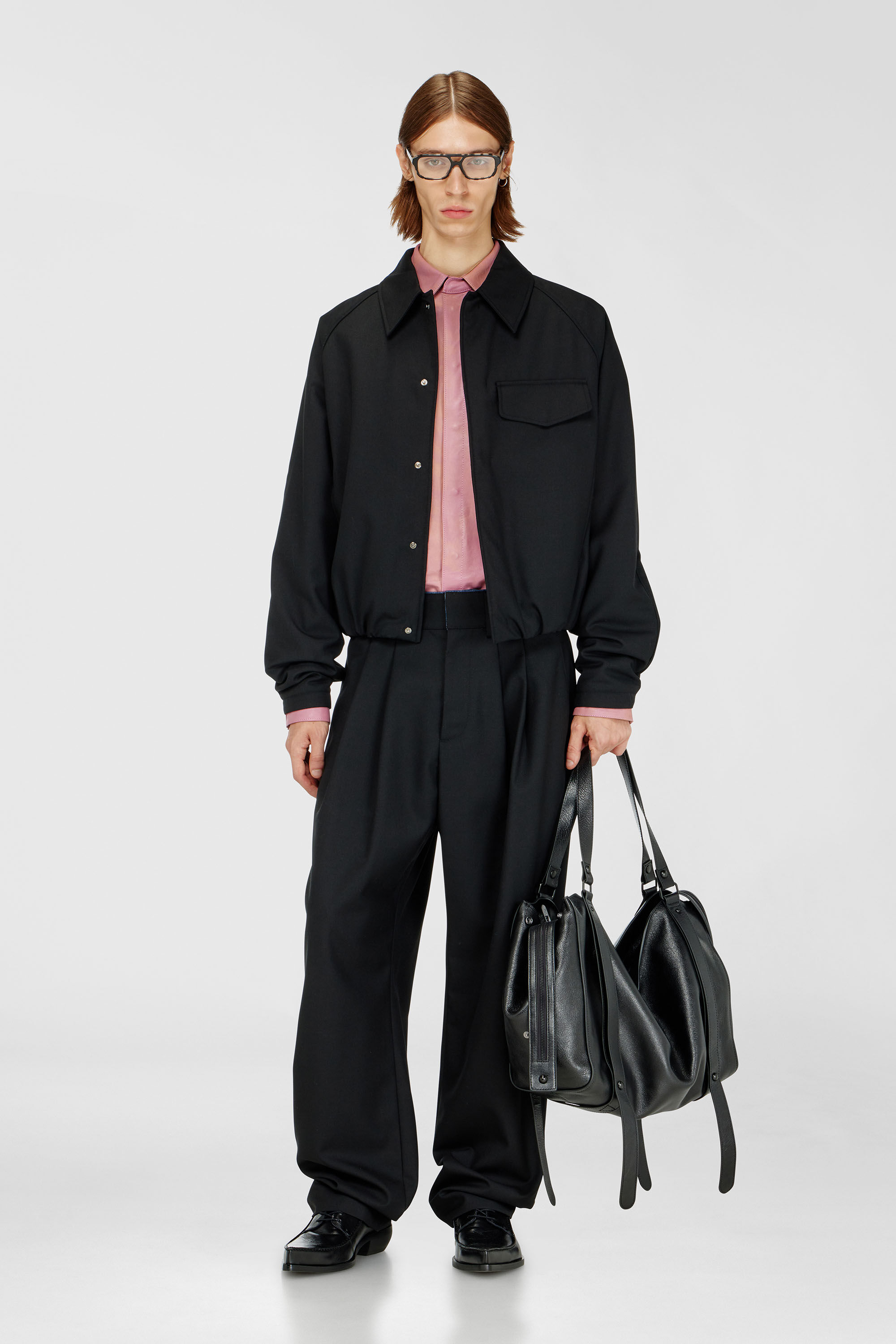 Men's Gathered bomber jacket in wool blend | Black | Diesel TR