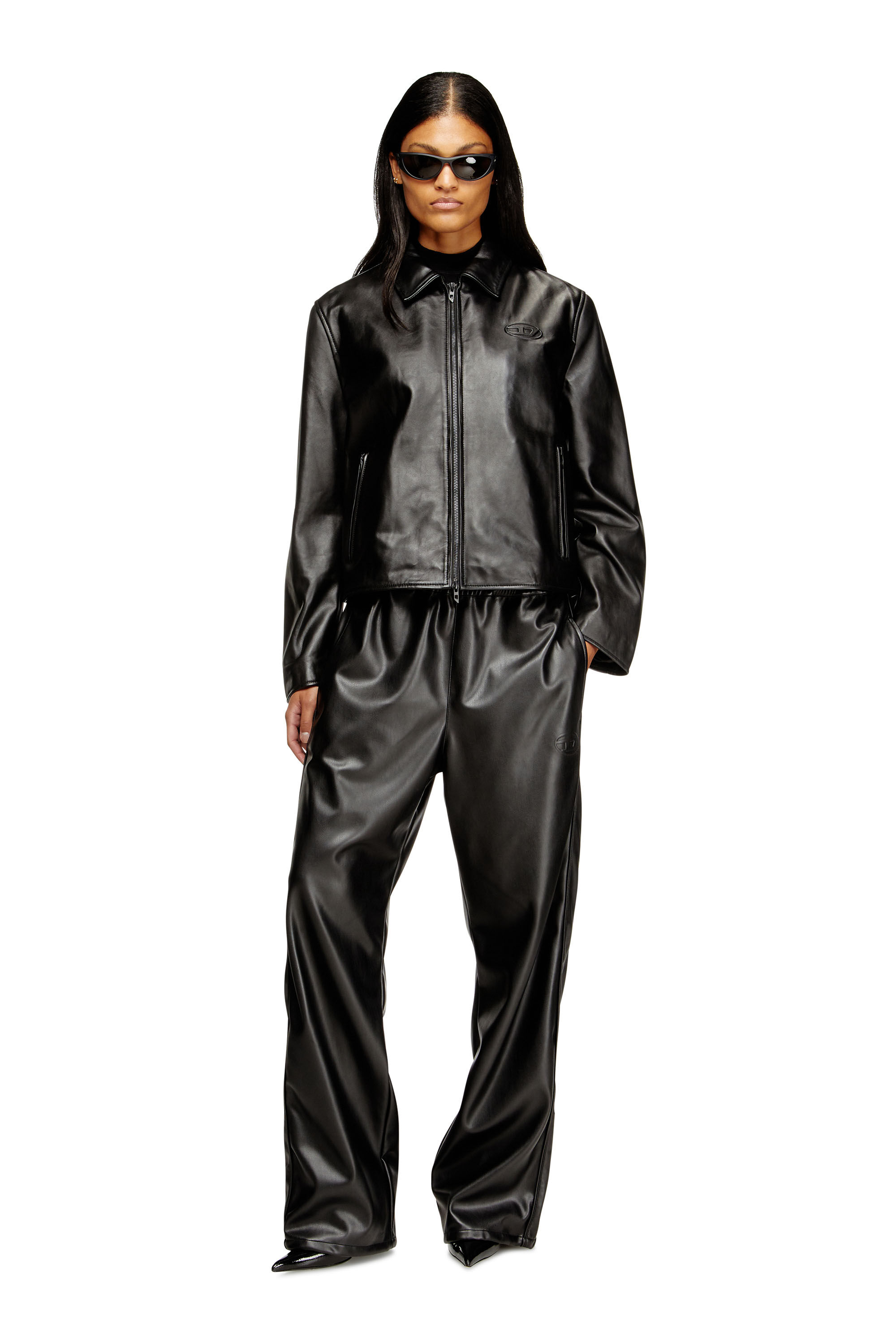 Women's Coach jacket in leather | Black | Diesel {{Country}}