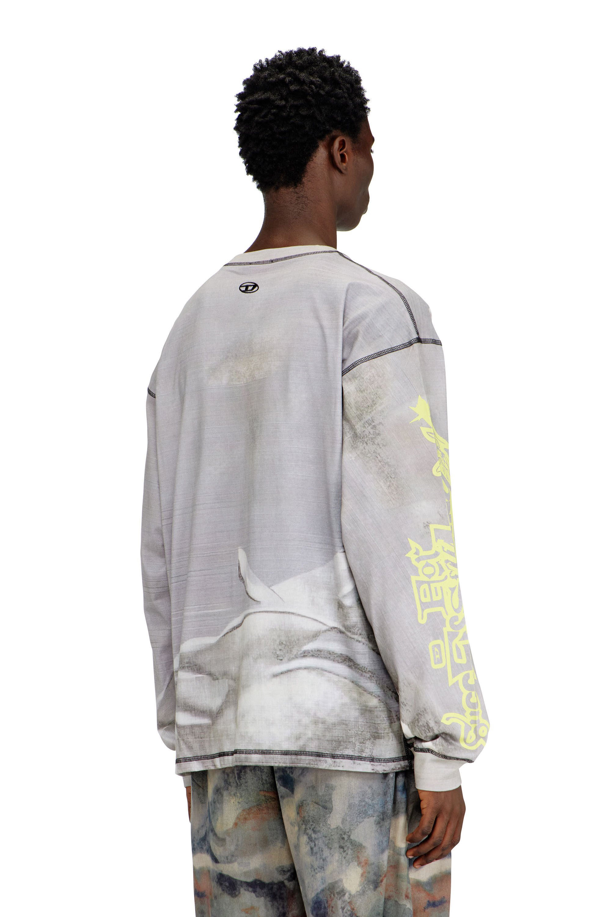 Men's Long-sleeve T-shirt with all-over print and patches | Grey