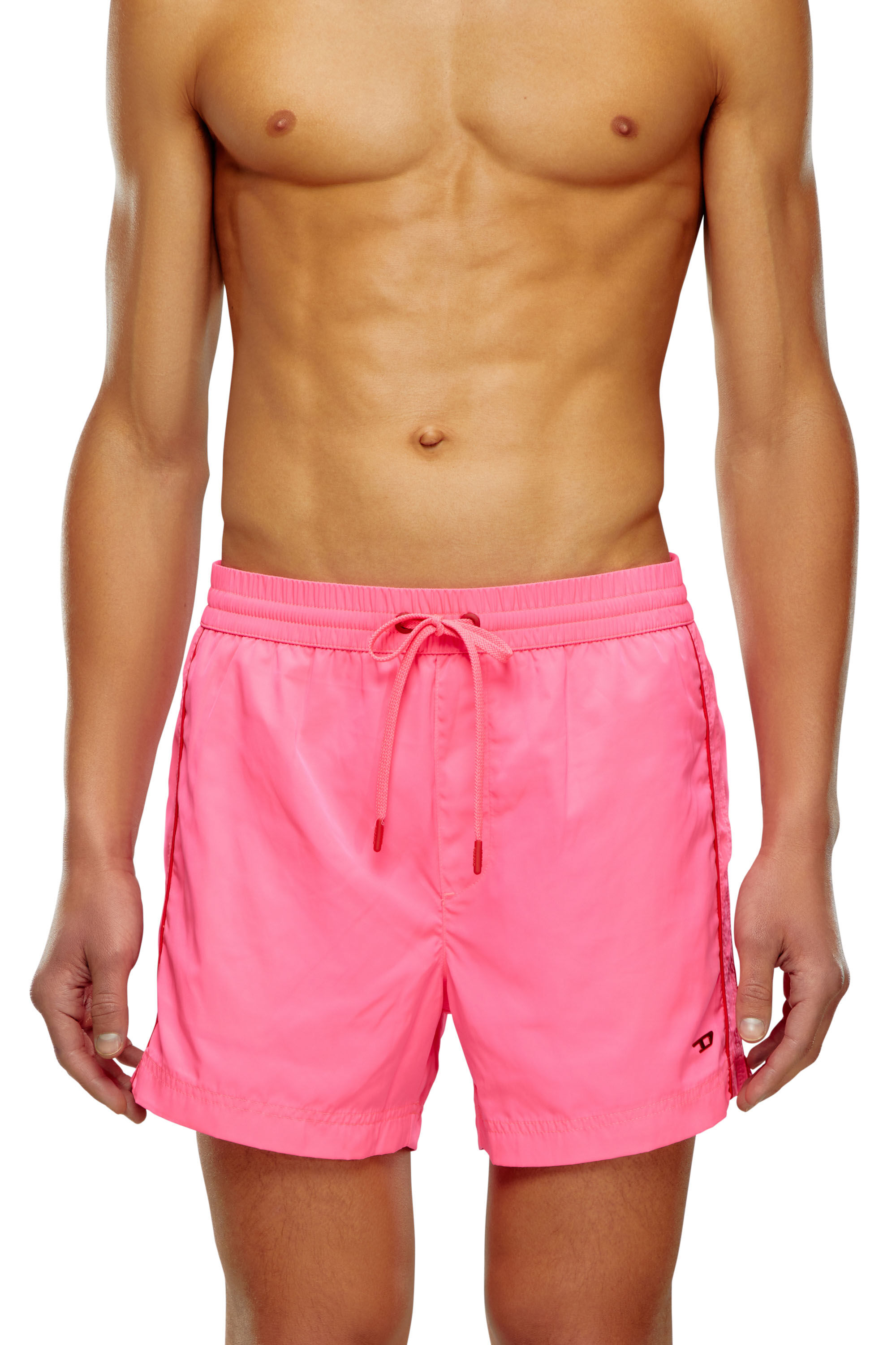 Men's Mid-length swim shorts with piping | Pink | Diesel