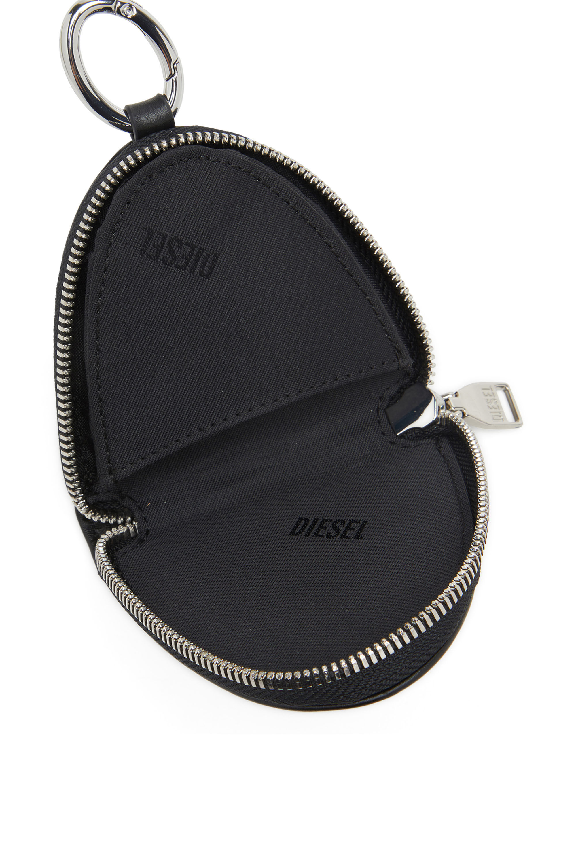 Women's Leather coin purse with embossed logo | Black | Diesel
