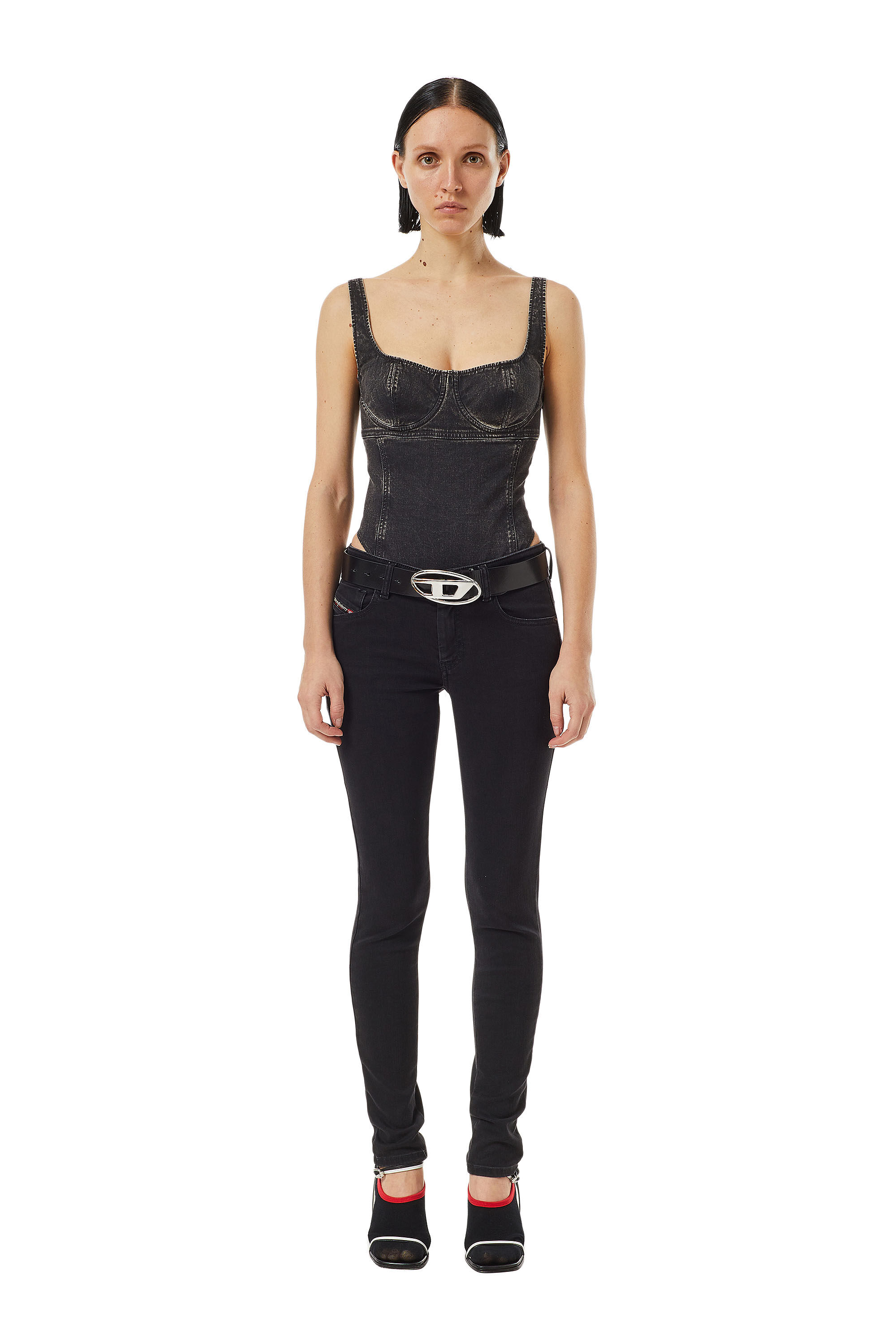 2018 SLANDY LOW Woman Super skinny Black Dark grey Jeans Diesel