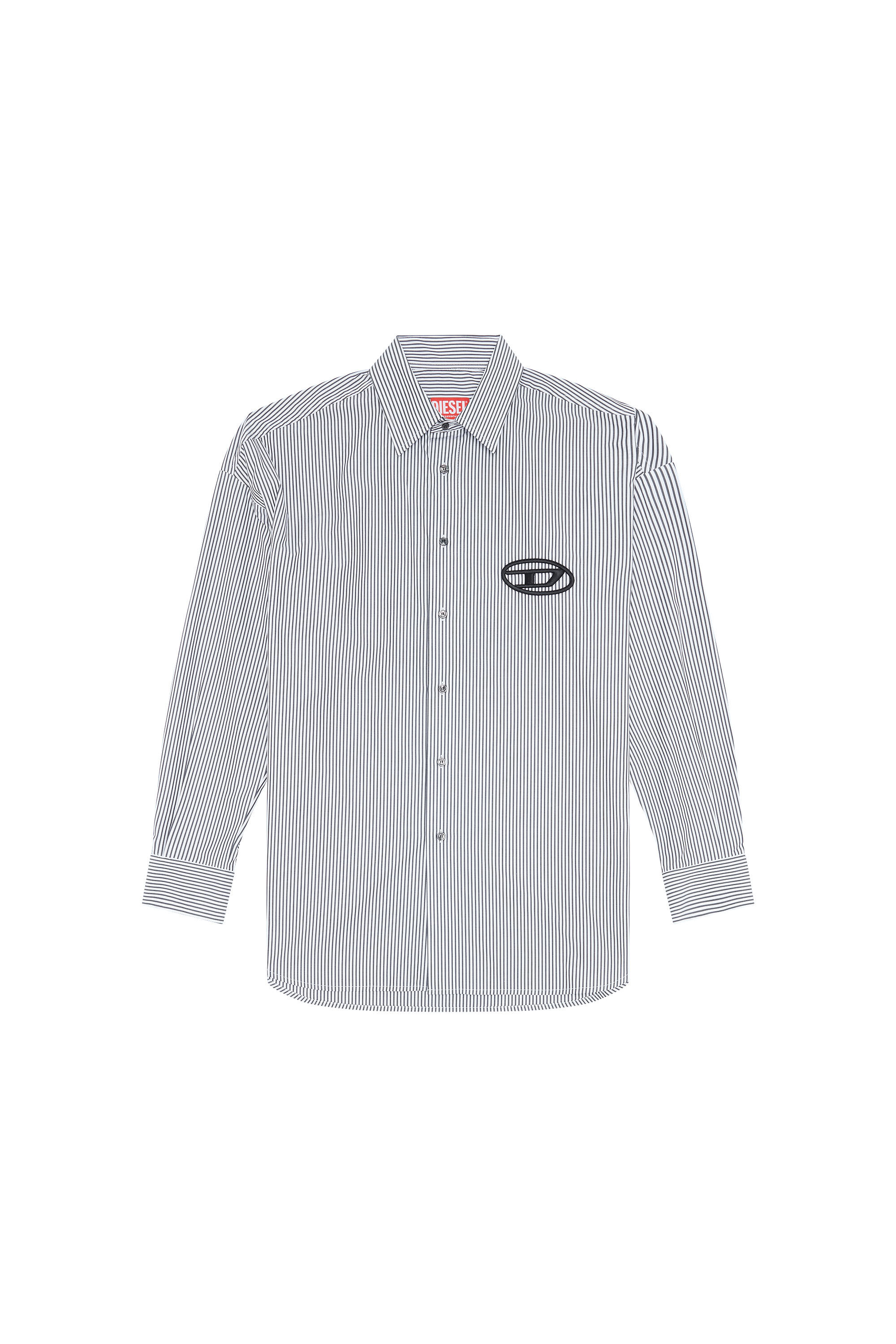 Men's Loose fit shirt with embroidered logo | Black | Diesel