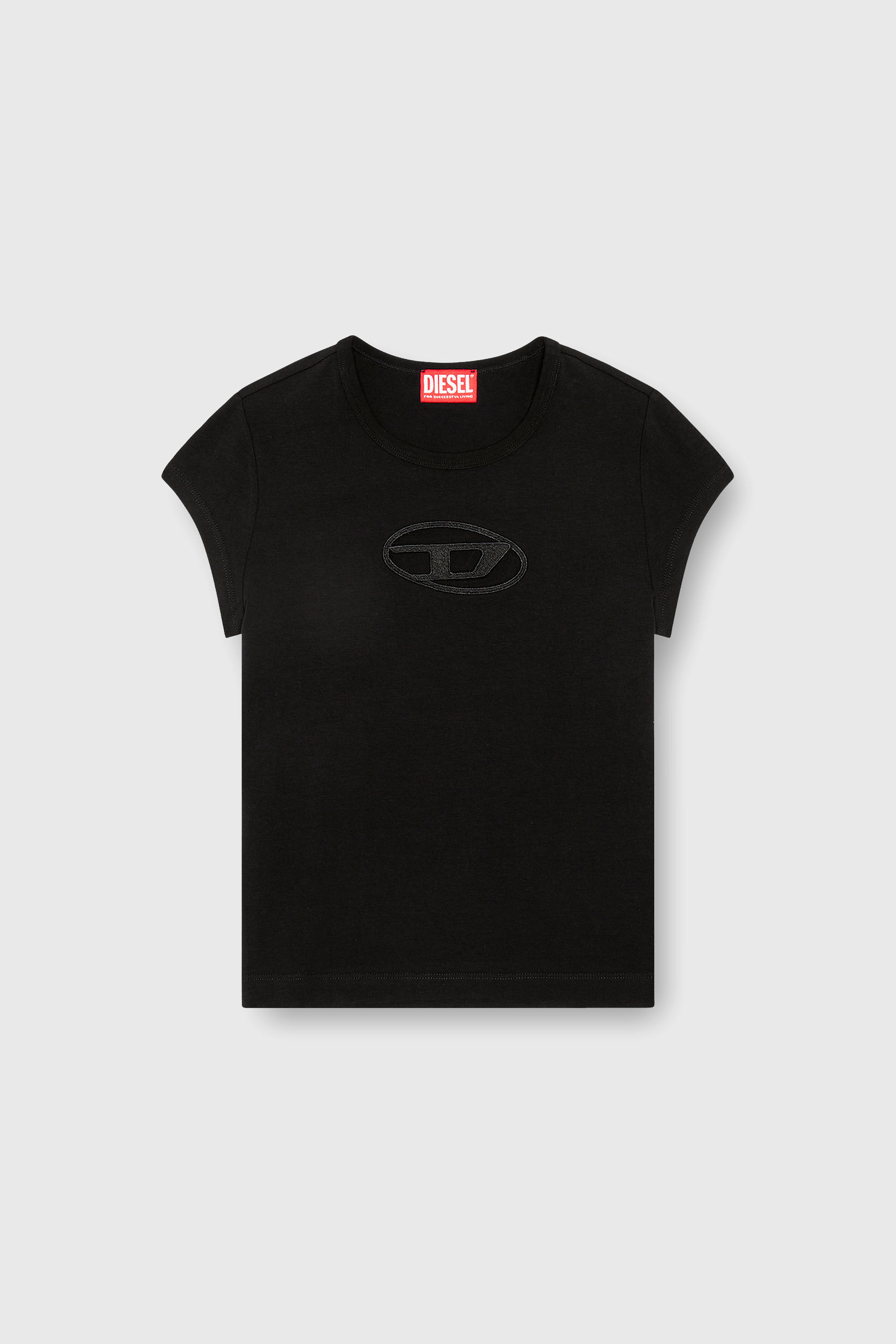 DIESEL Tシャツ T-ANGIE T-ANGIE Woman: Cotton T-shirt with cut-out D logo | Diesel {{Country}}
