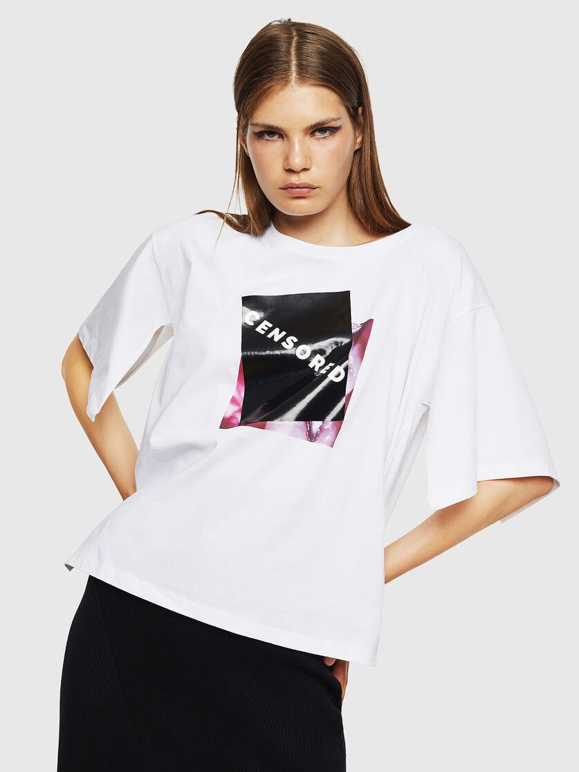 T Jacky J Women T Shirt With A Censored Photo Print Diesel T Jacky J Women T Shirt With A Censored Photo Print Diesel