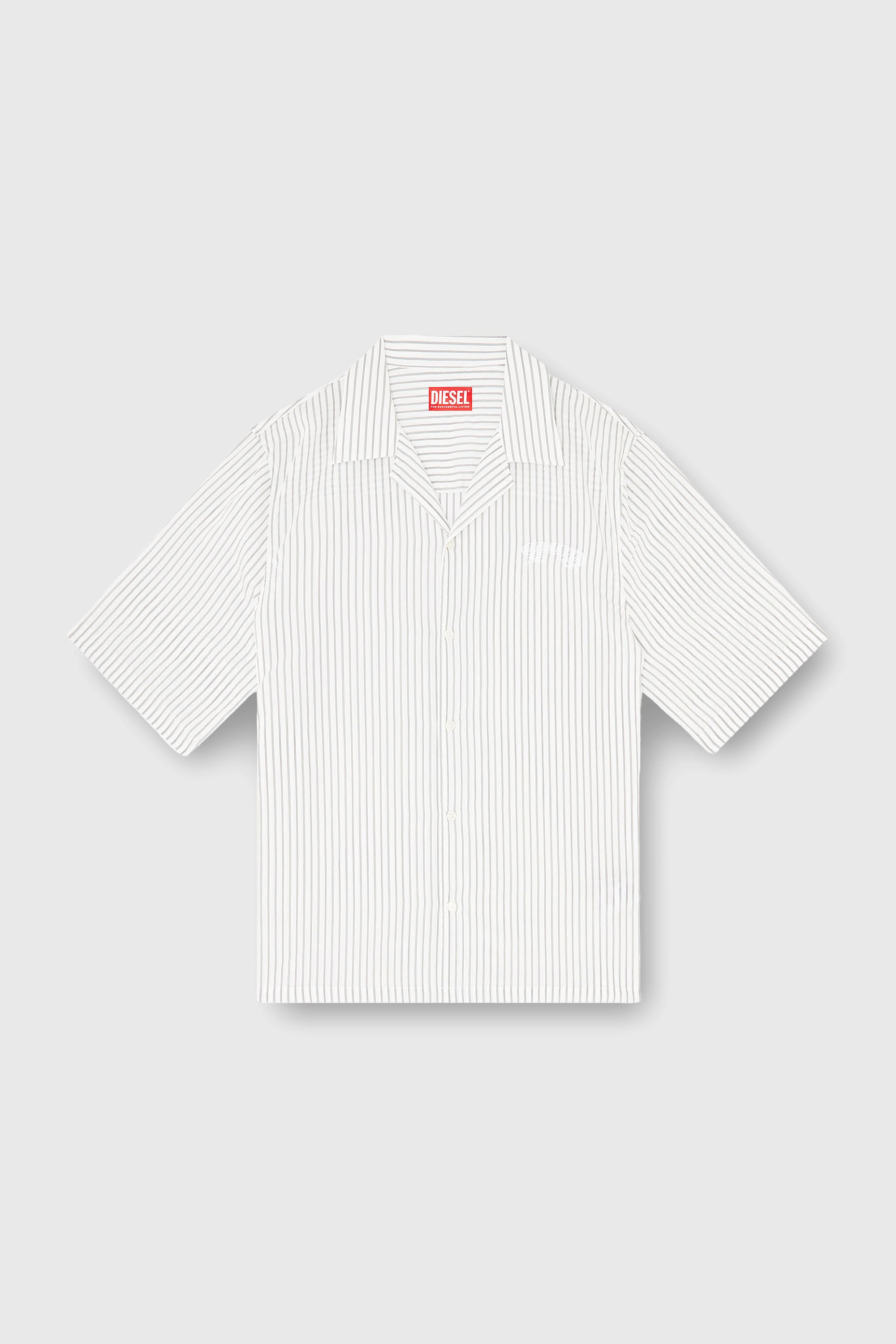 Diesel - S-MAC-EFBV, Man's Half-sleeve shirt in pinstripe modal in White/Grey - 2