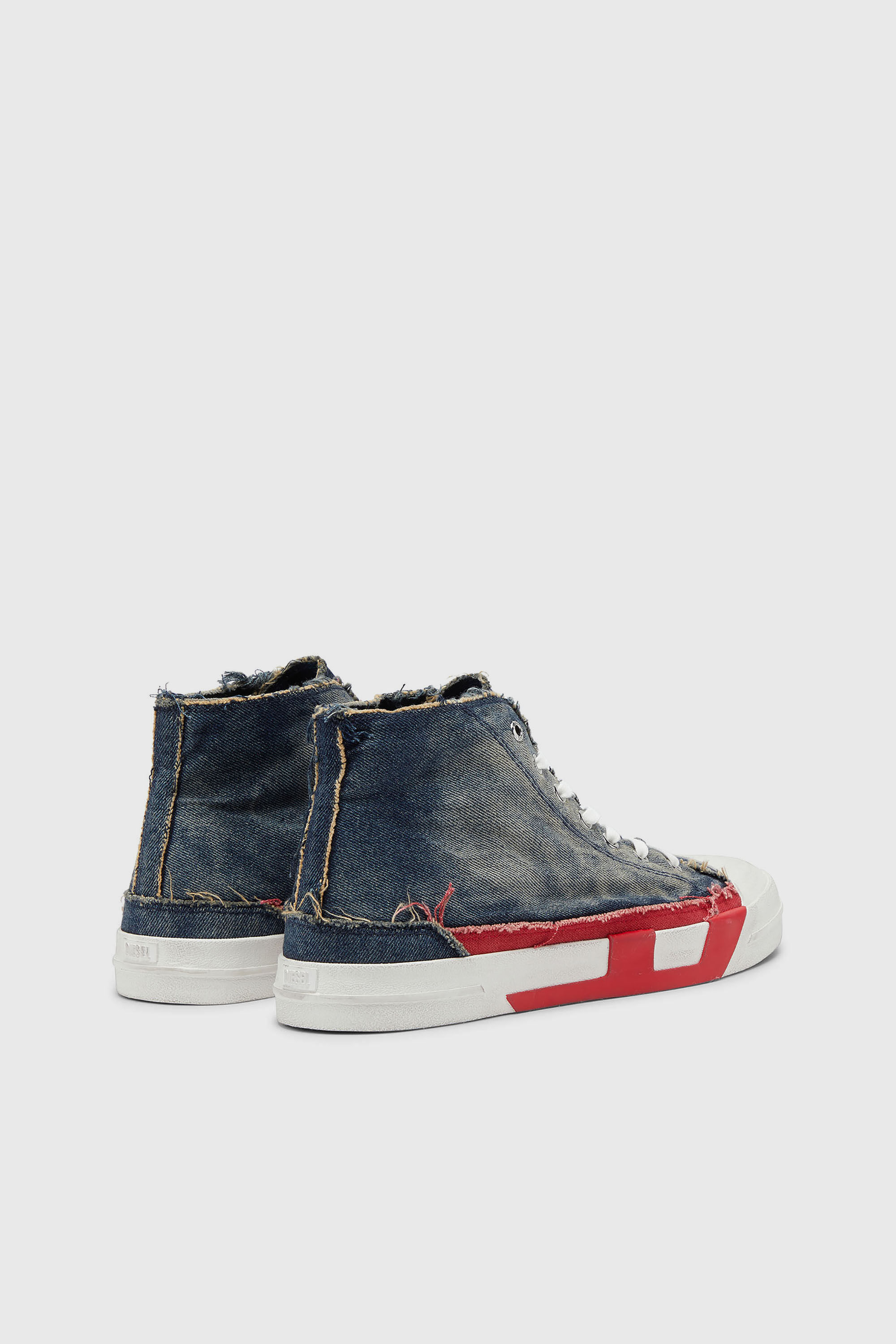 Diesel - S-D-VERSE MID II, Man's D-Verse-High-top sneakers in denim with D logo in Blue/Red - 3