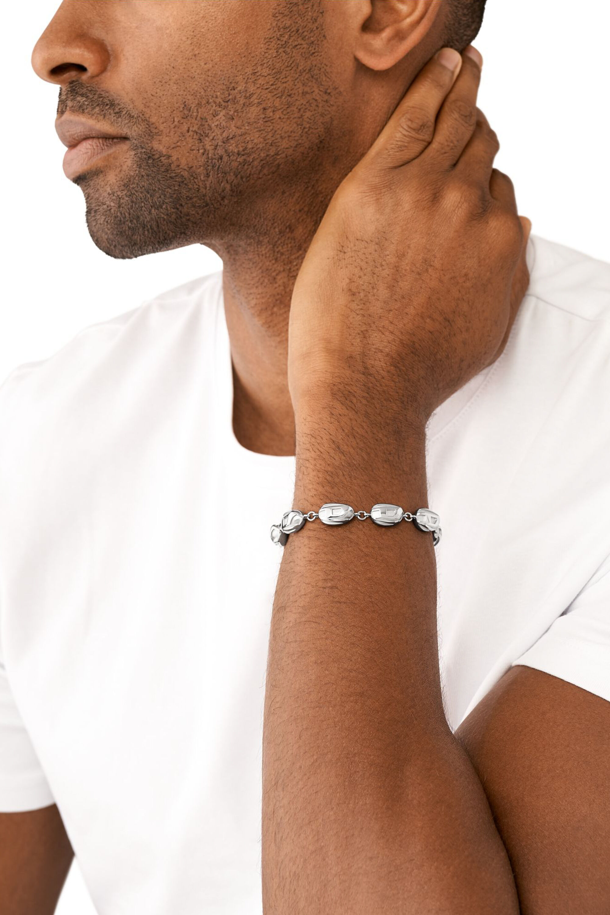 Diesel - DX1483, Man's Stainless steel beaded bracelet in Silver - 3