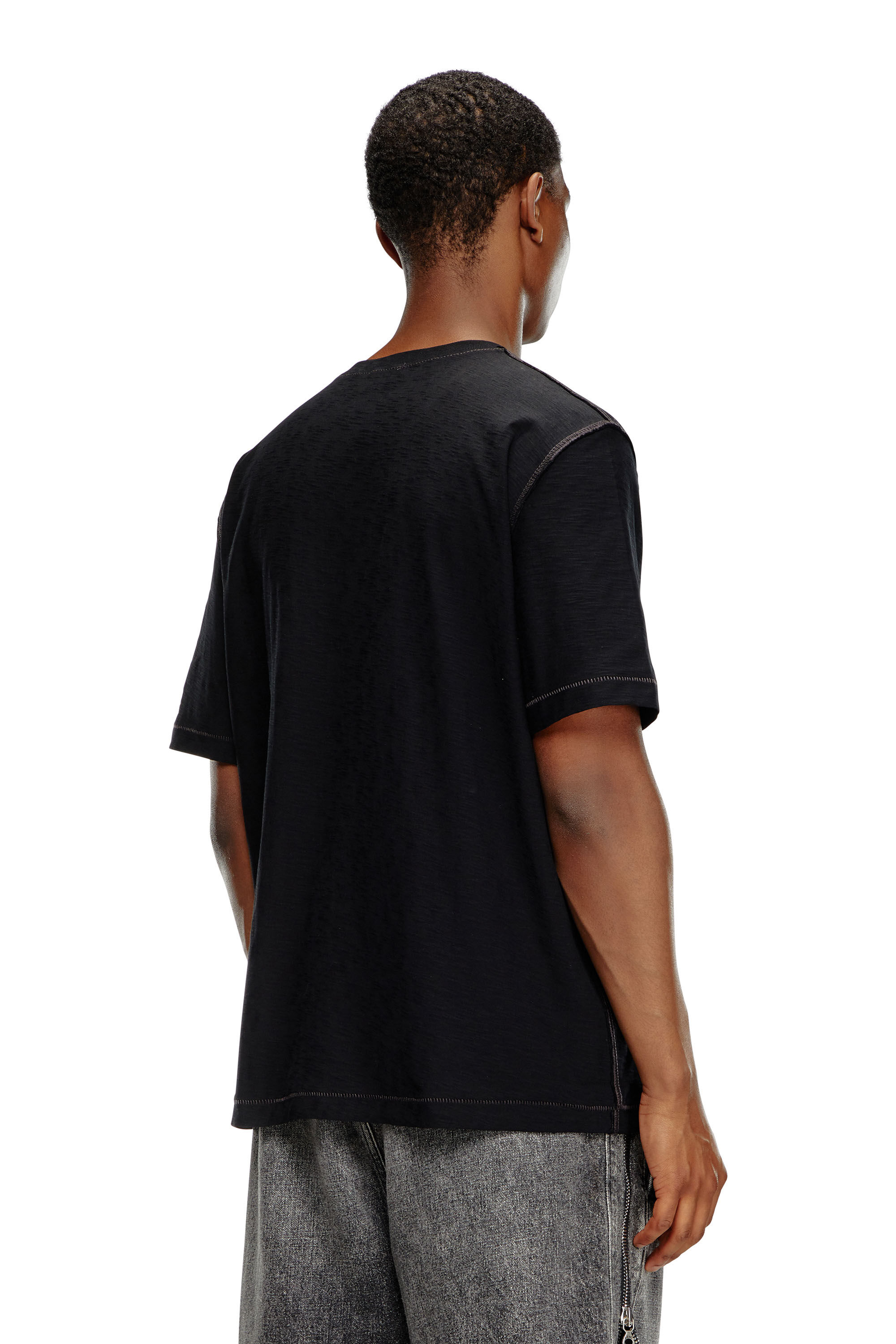 Men's Slub jersey T-shirt with Diesel print | Black | Diesel