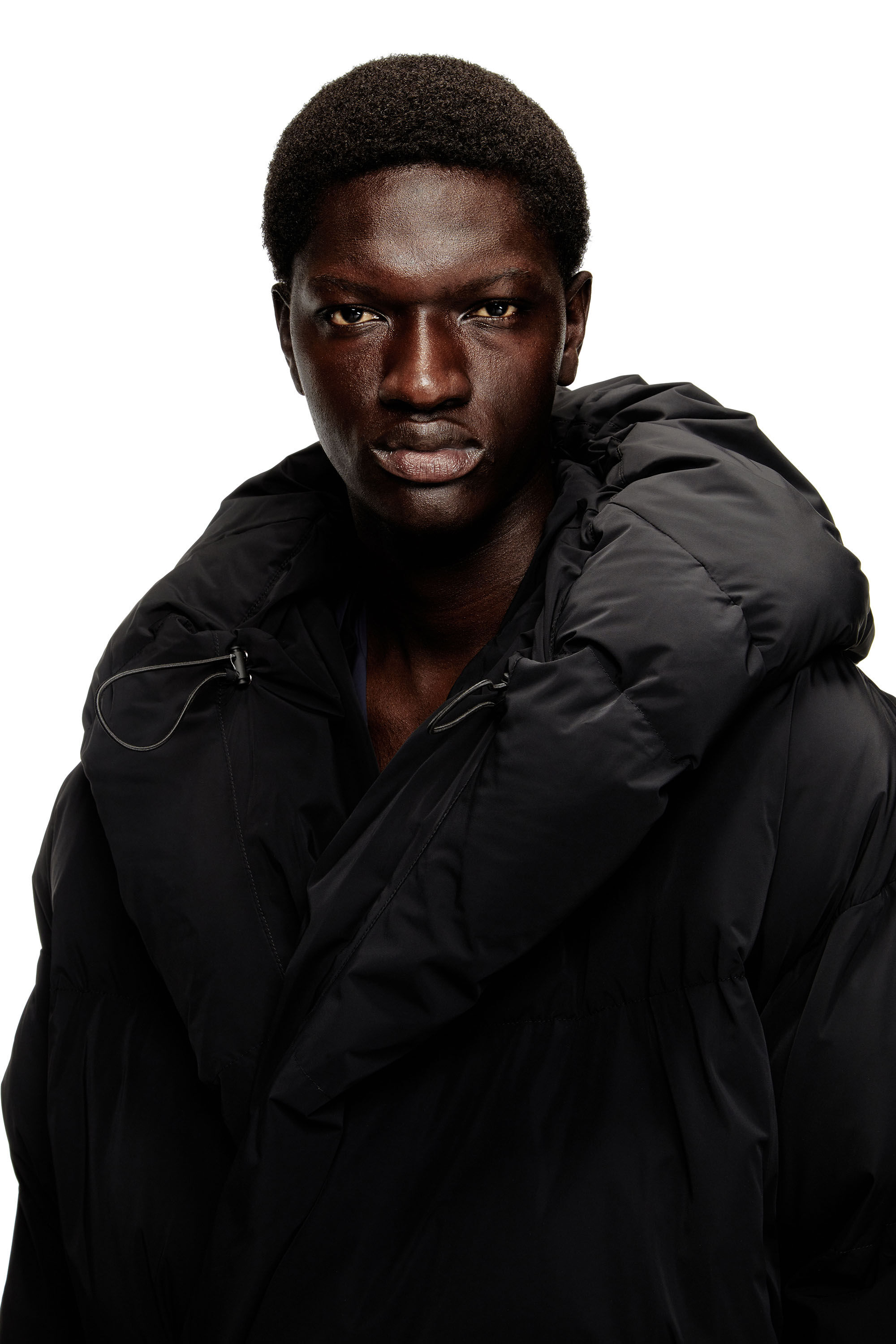 Diesel - J-SCOTTS-PADDED-A, Man's Wrap puffer jacket in stretch nylon in Black - 5