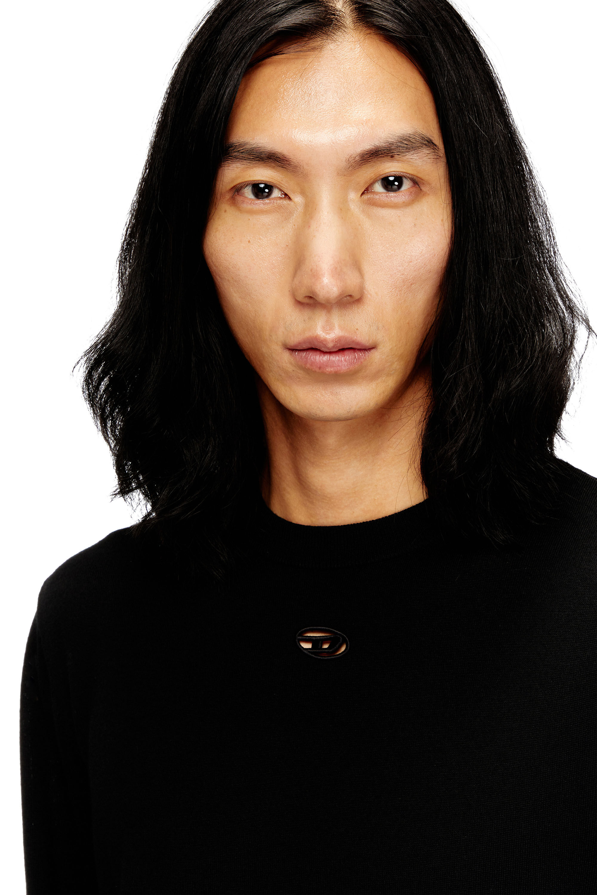 Men's Wool jumper with cut-out logo | Black | Diesel TR