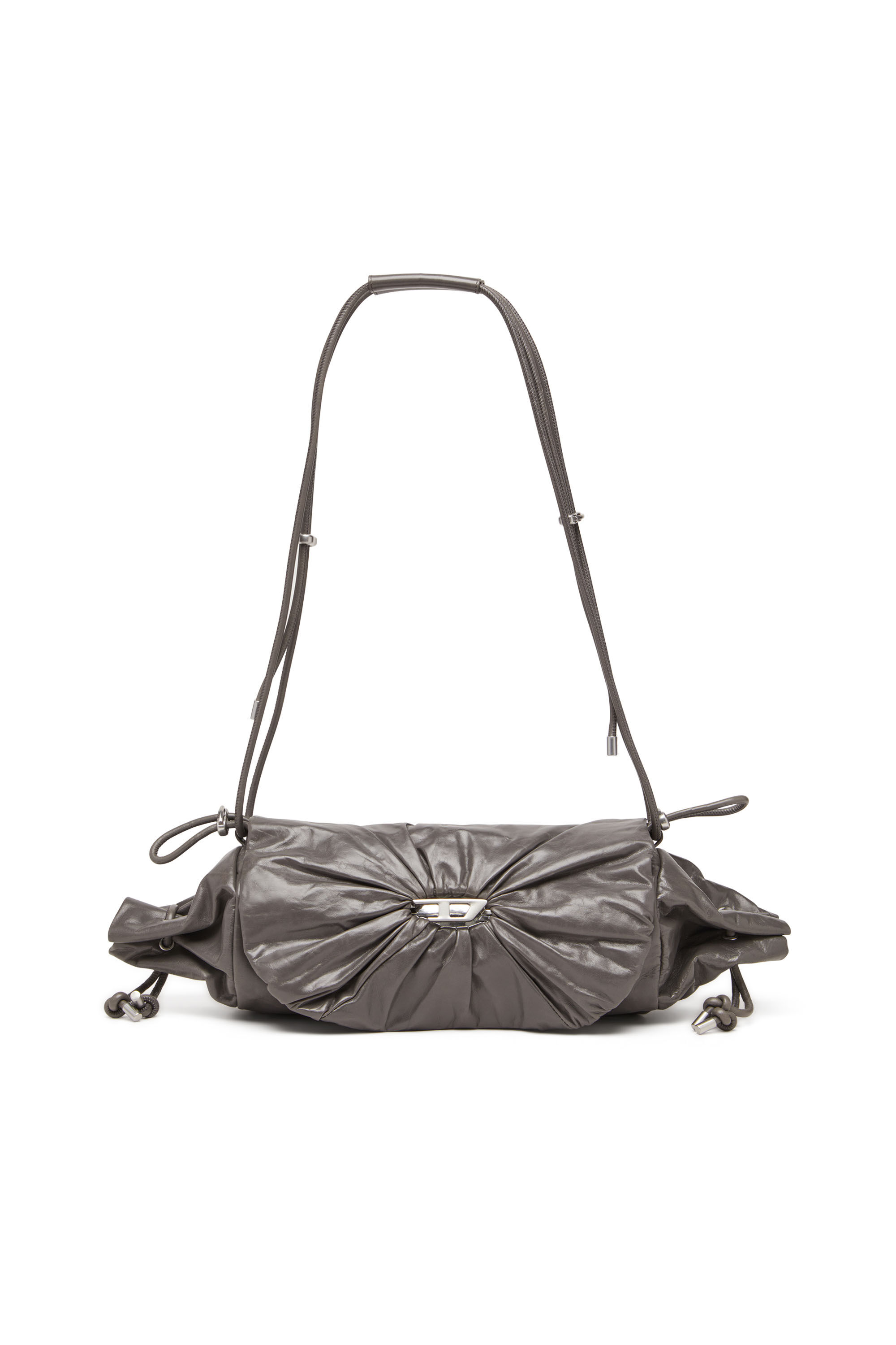 Women's Scrunch-D M-Shoulder bag in shiny leather | Grey