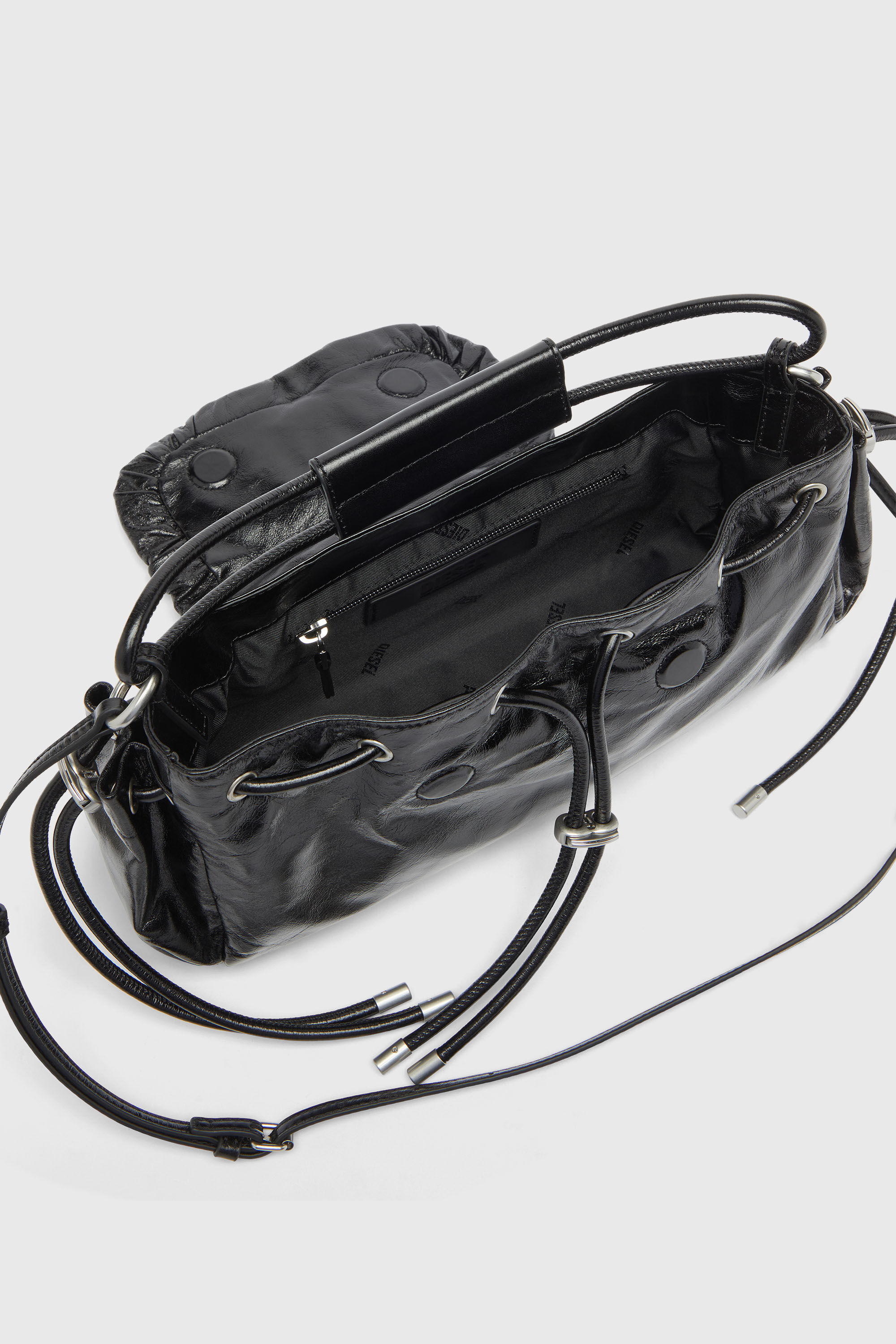 Women's Scrunch-D - Top-handle bag in shiny wrinkled leather