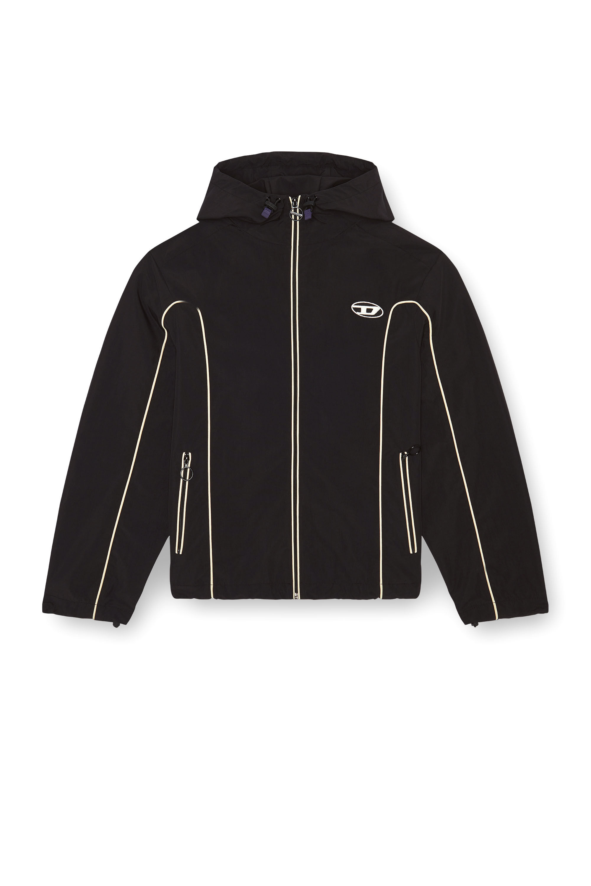DIESEL J-Hives ブラック ナイロンジャケット J-HIVES Man: Windbreaker Jacket with contrast piping | Diesel